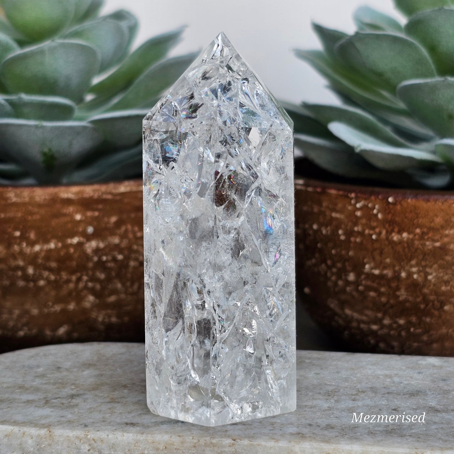 Crackle Quartz (Fire & Ice) Tower | E