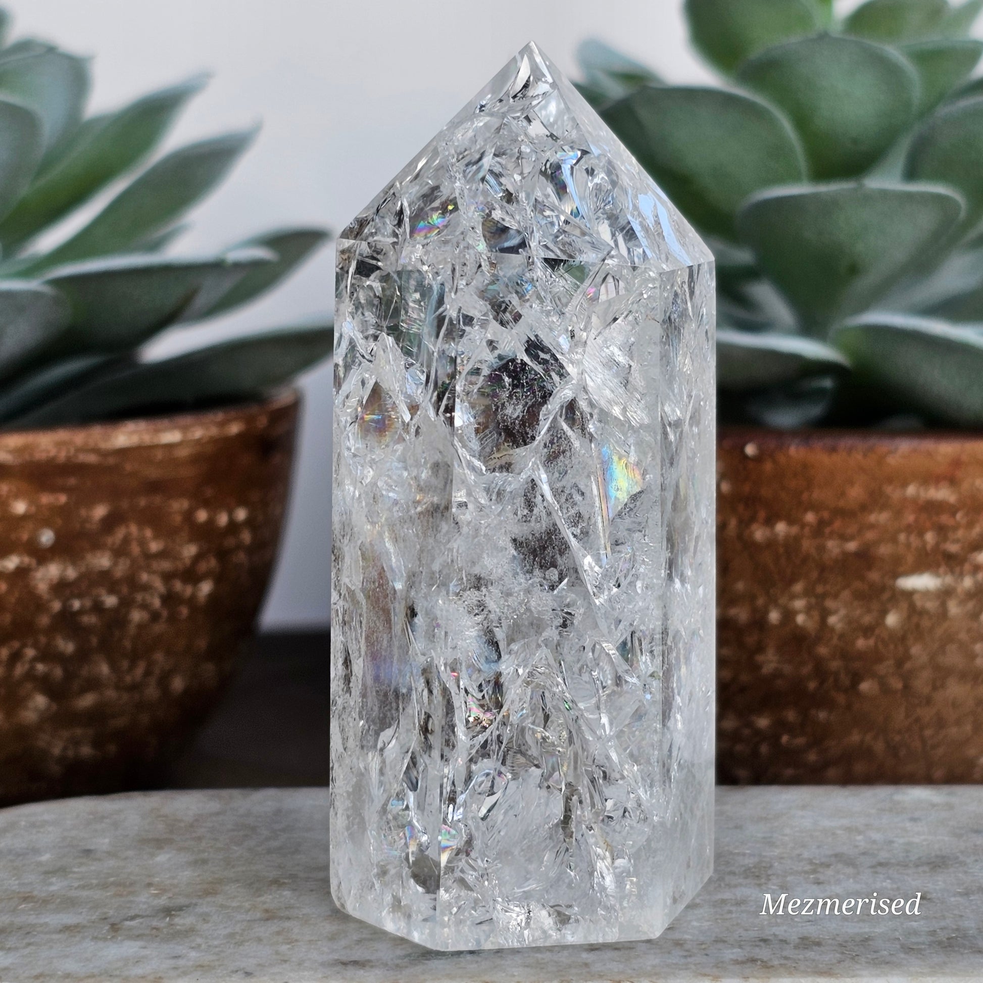 Crackle Quartz (Fire & Ice) Tower | E