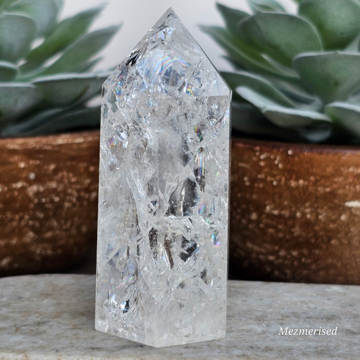 Crackle Quartz (Fire & Ice) Tower | E