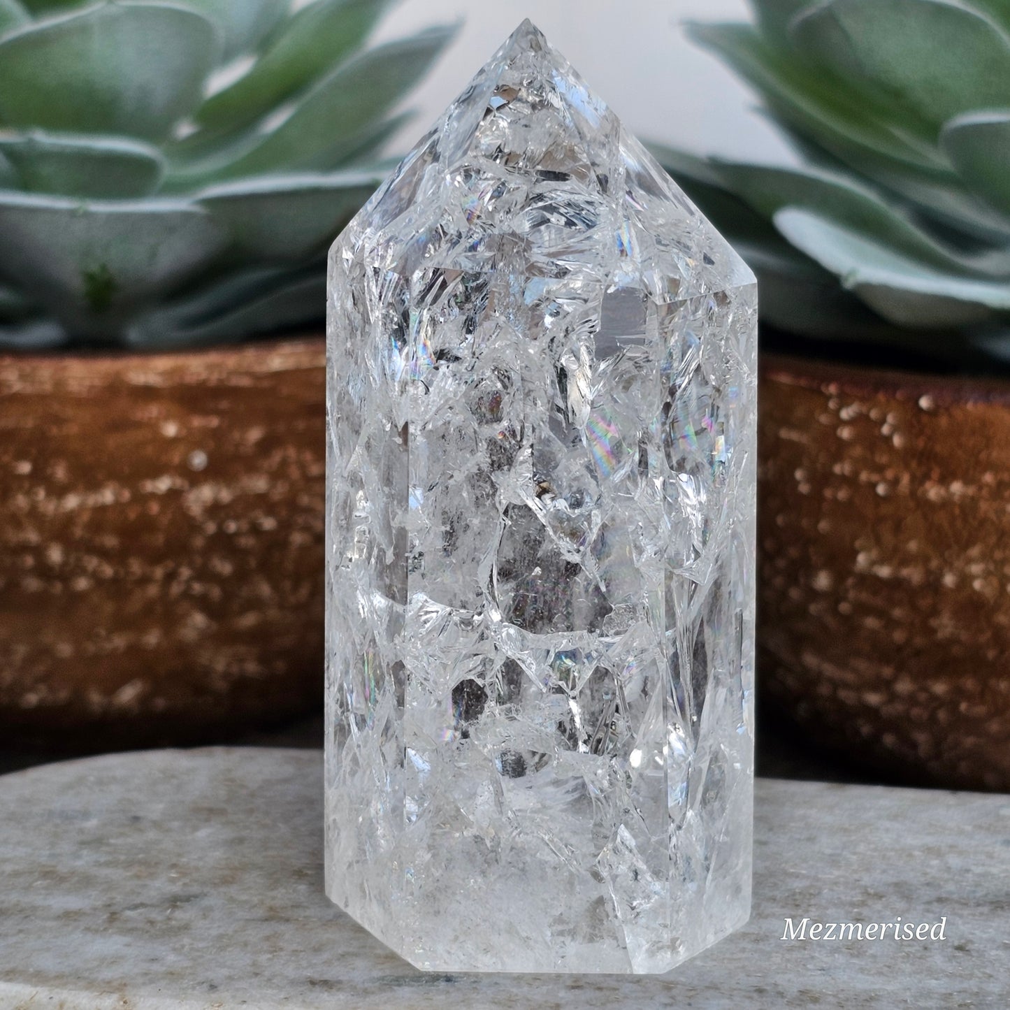 Crackle Quartz (Fire & Ice) Tower | E