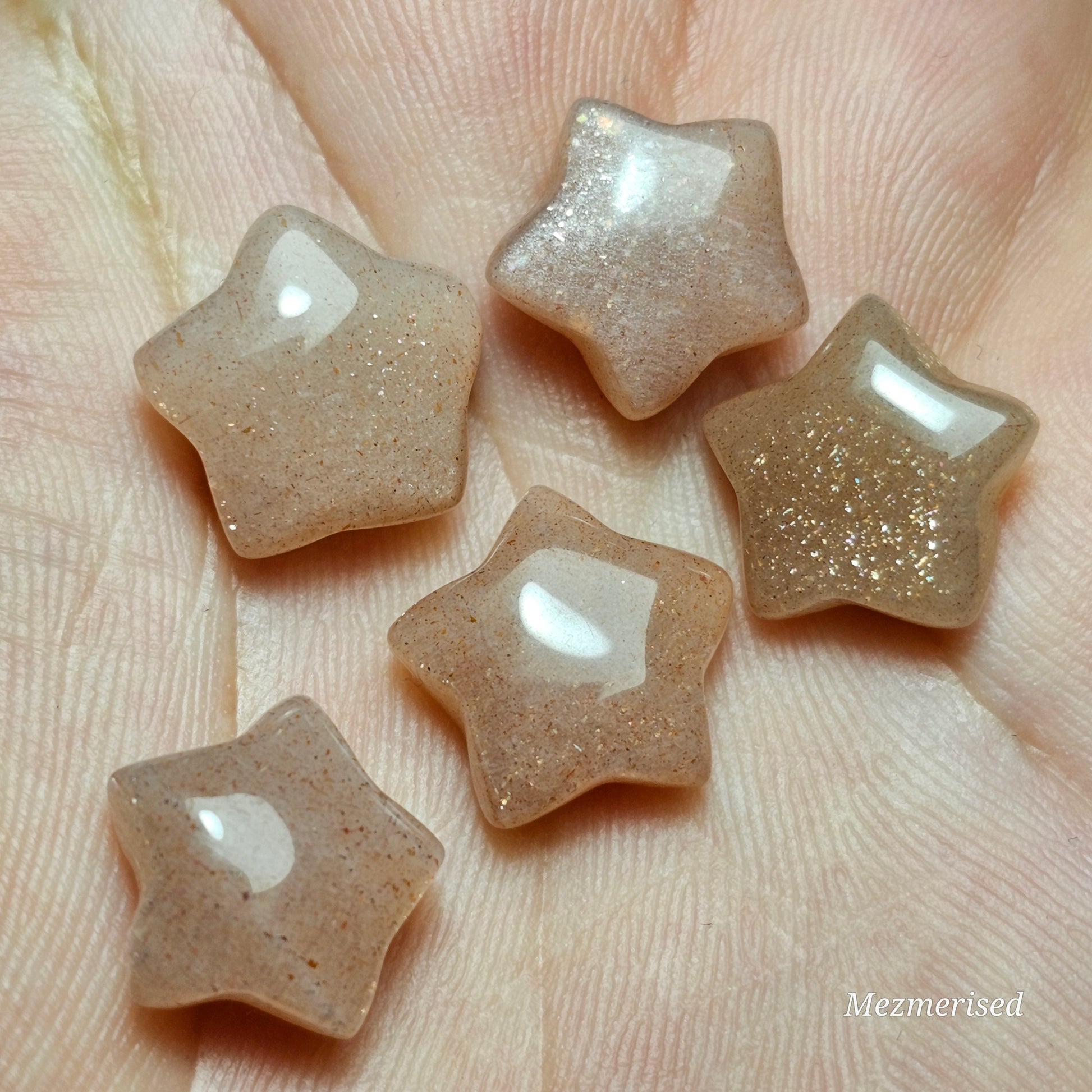 Miniature Sunstone Star Carvings