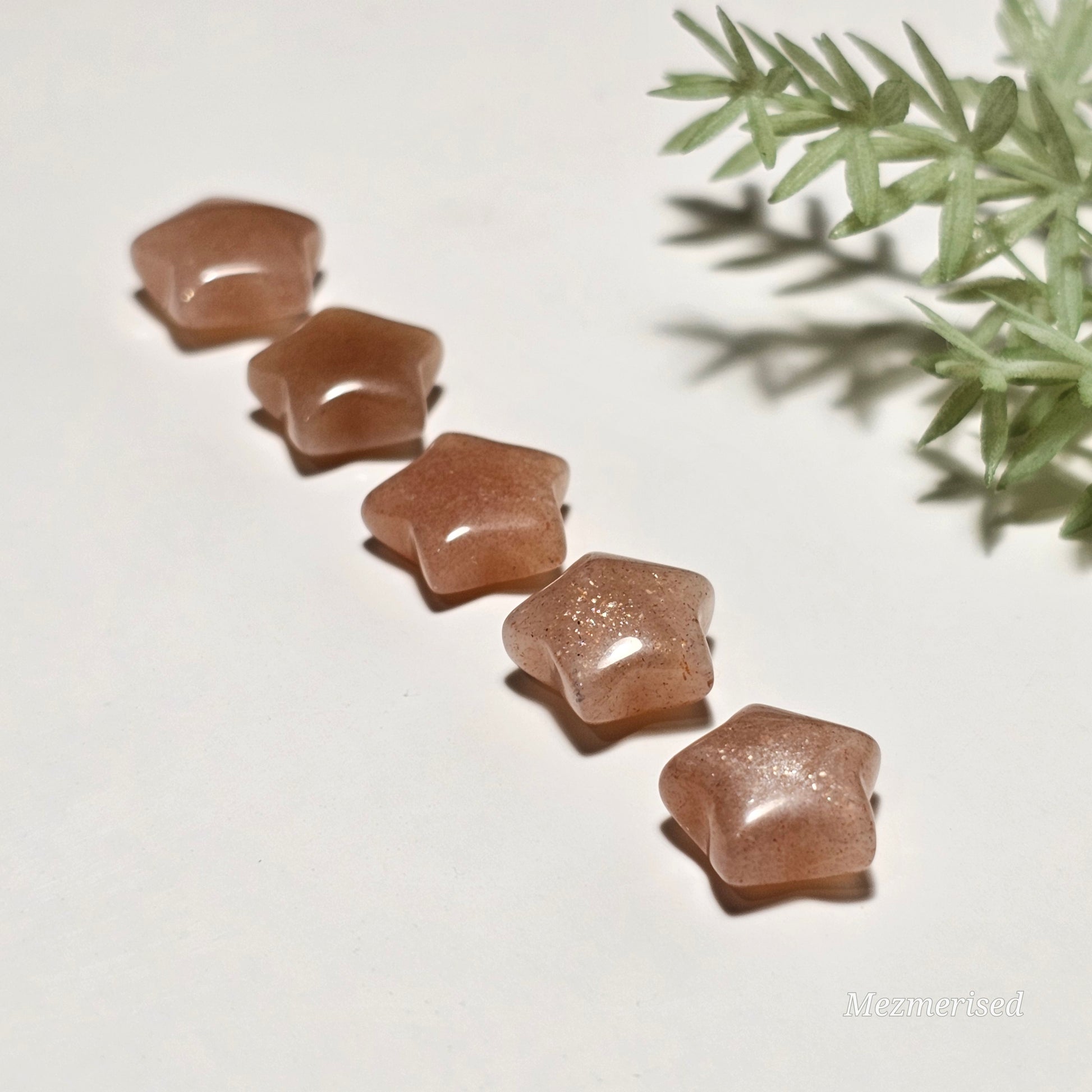 Miniature Sunstone Star Carvings