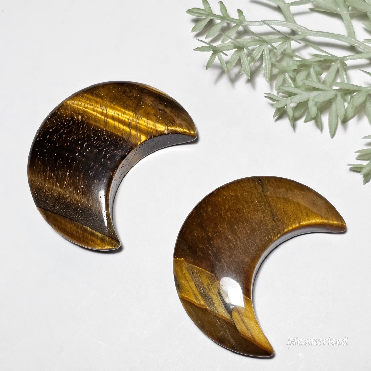 Tiger's Eye Crescent Moon Carvings