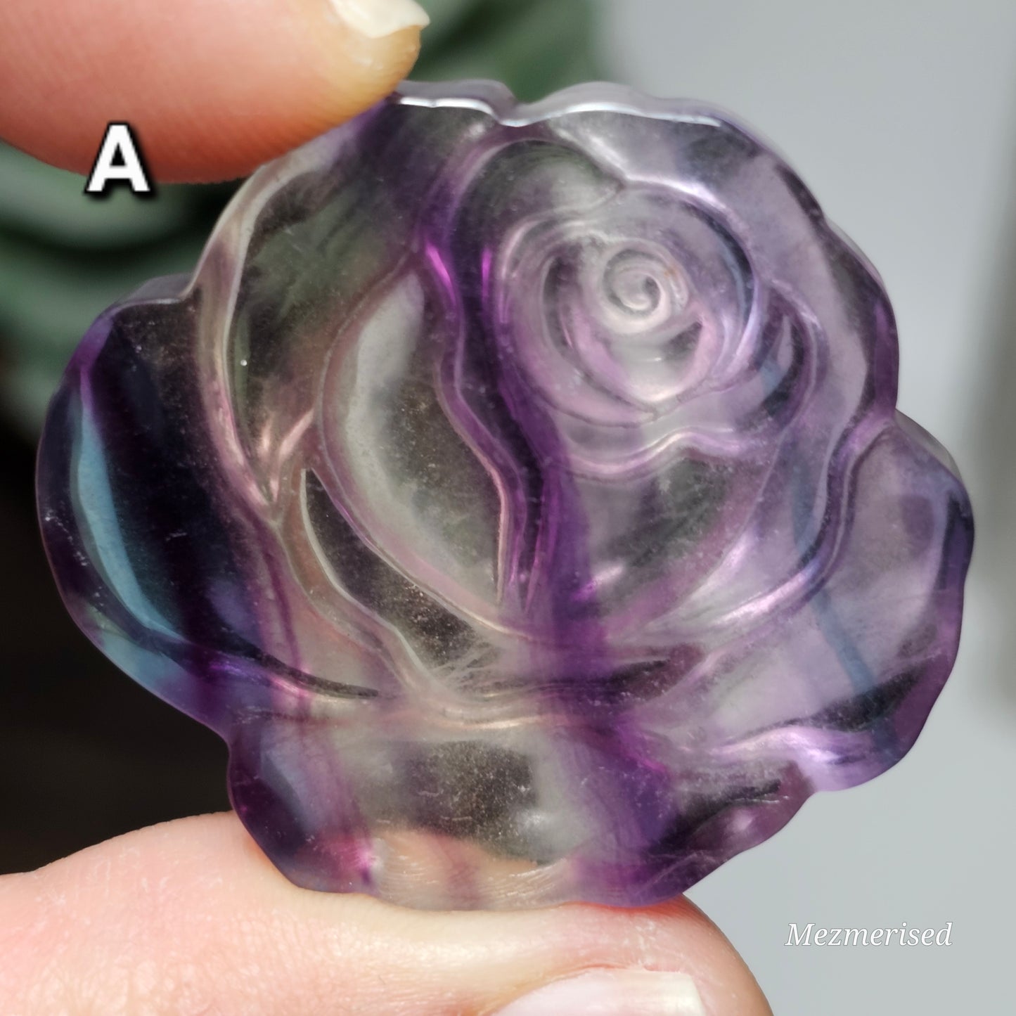 Rainbow Fluorite Rose Carvings