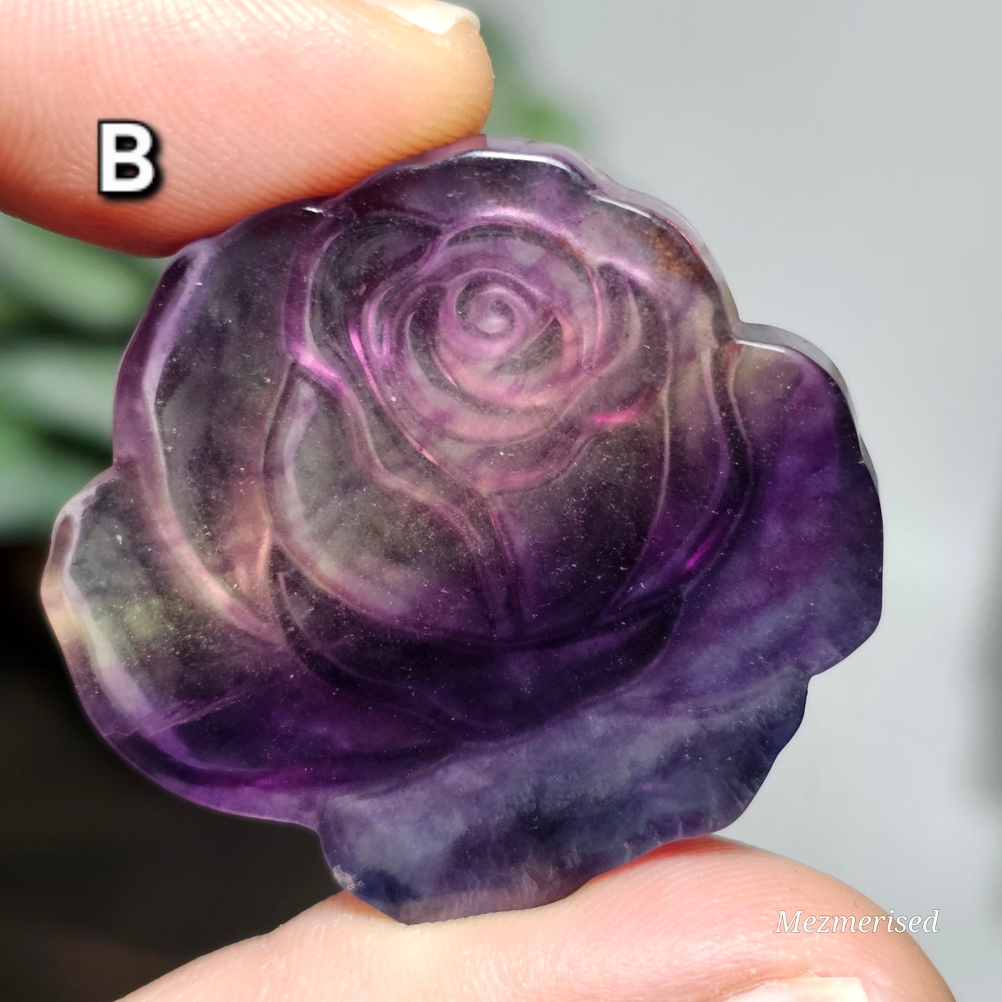 Rainbow Fluorite Rose Carvings