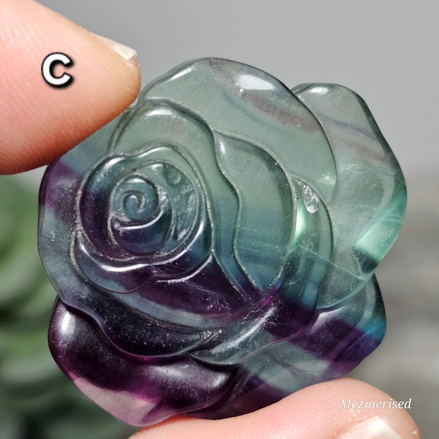 Rainbow Fluorite Rose Carvings