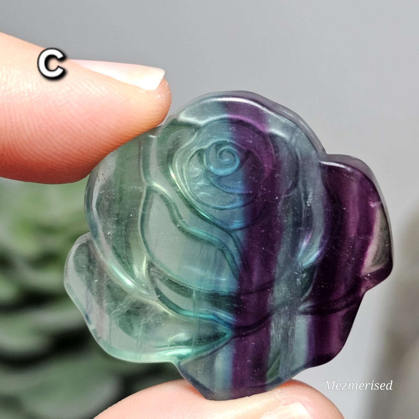 Rainbow Fluorite Rose Carvings
