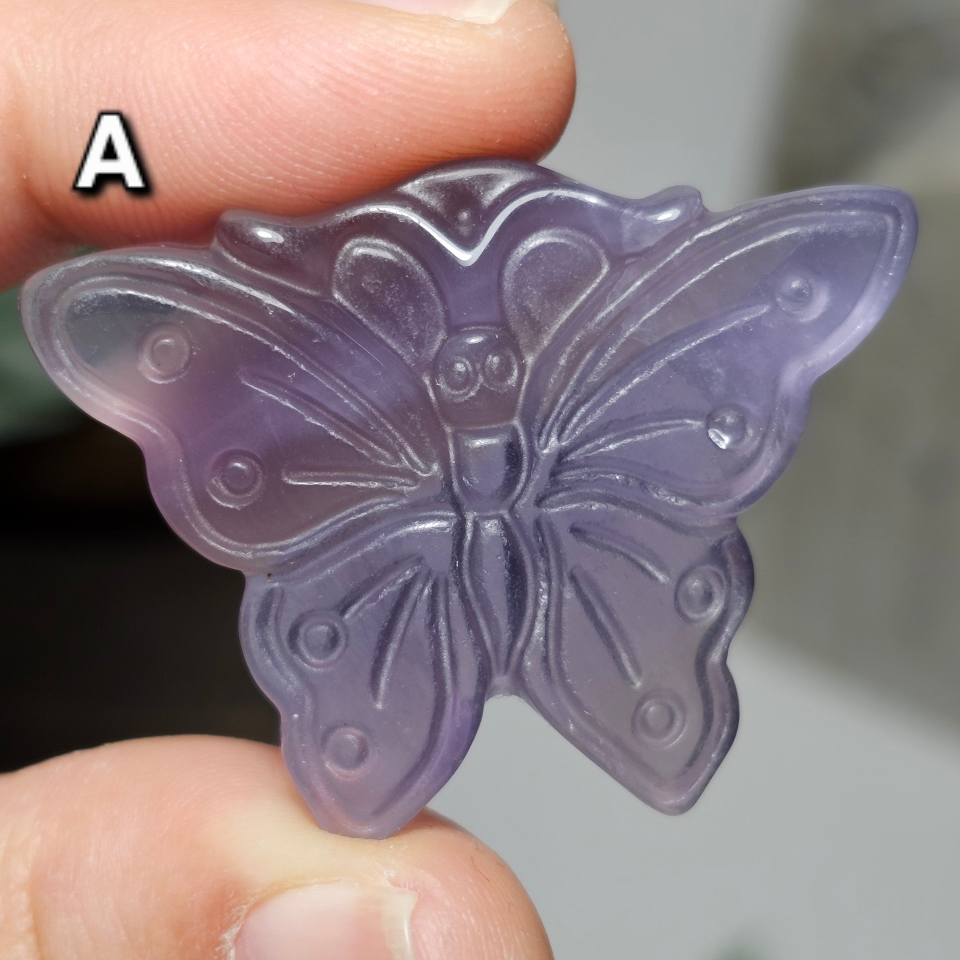 Rainbow Fluorite Butterfly Carvings