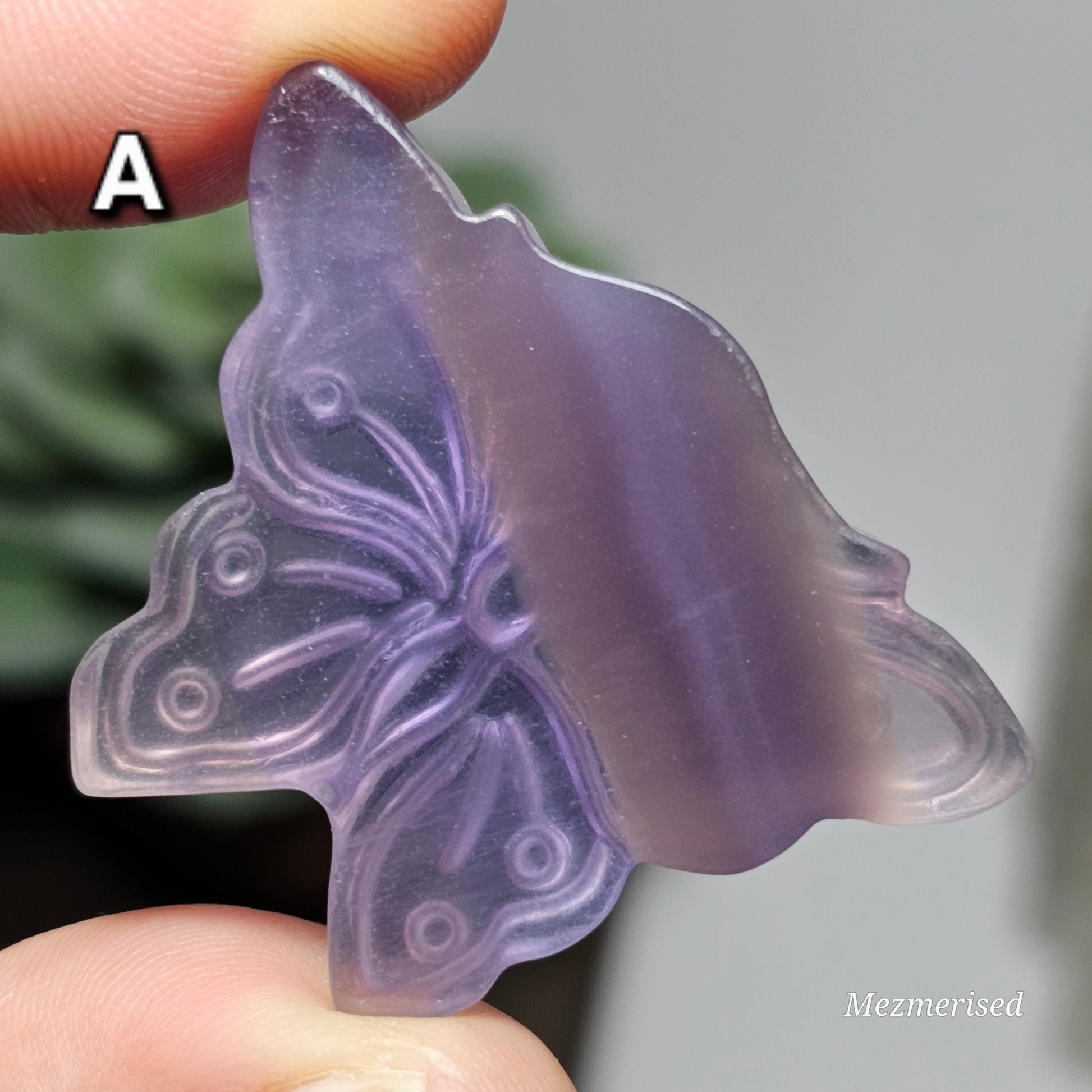 Rainbow Fluorite Butterfly Carvings