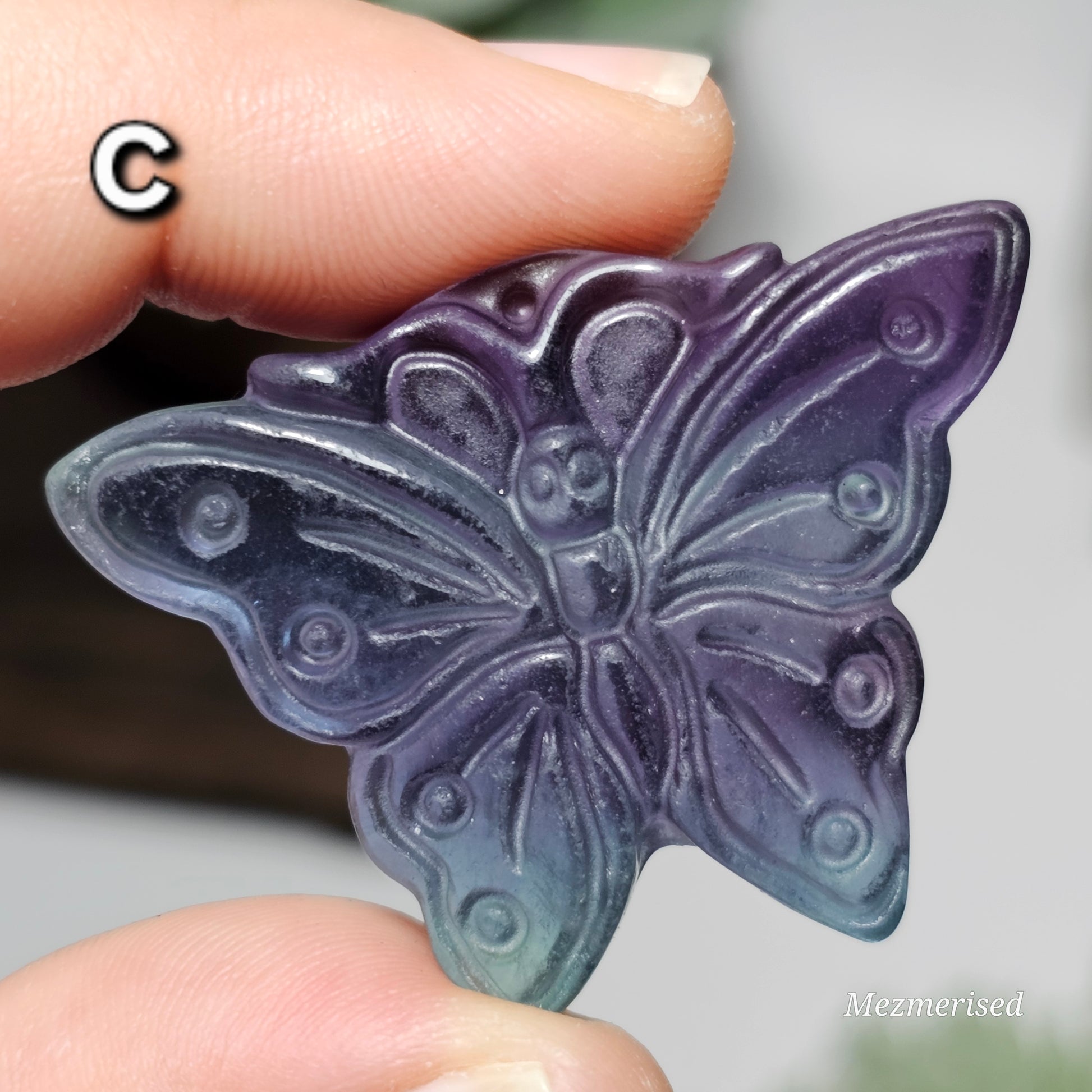 Rainbow Fluorite Butterfly Carvings