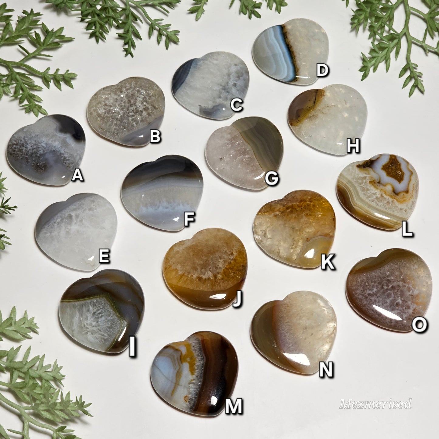 Agate Heart Crystal Carvings