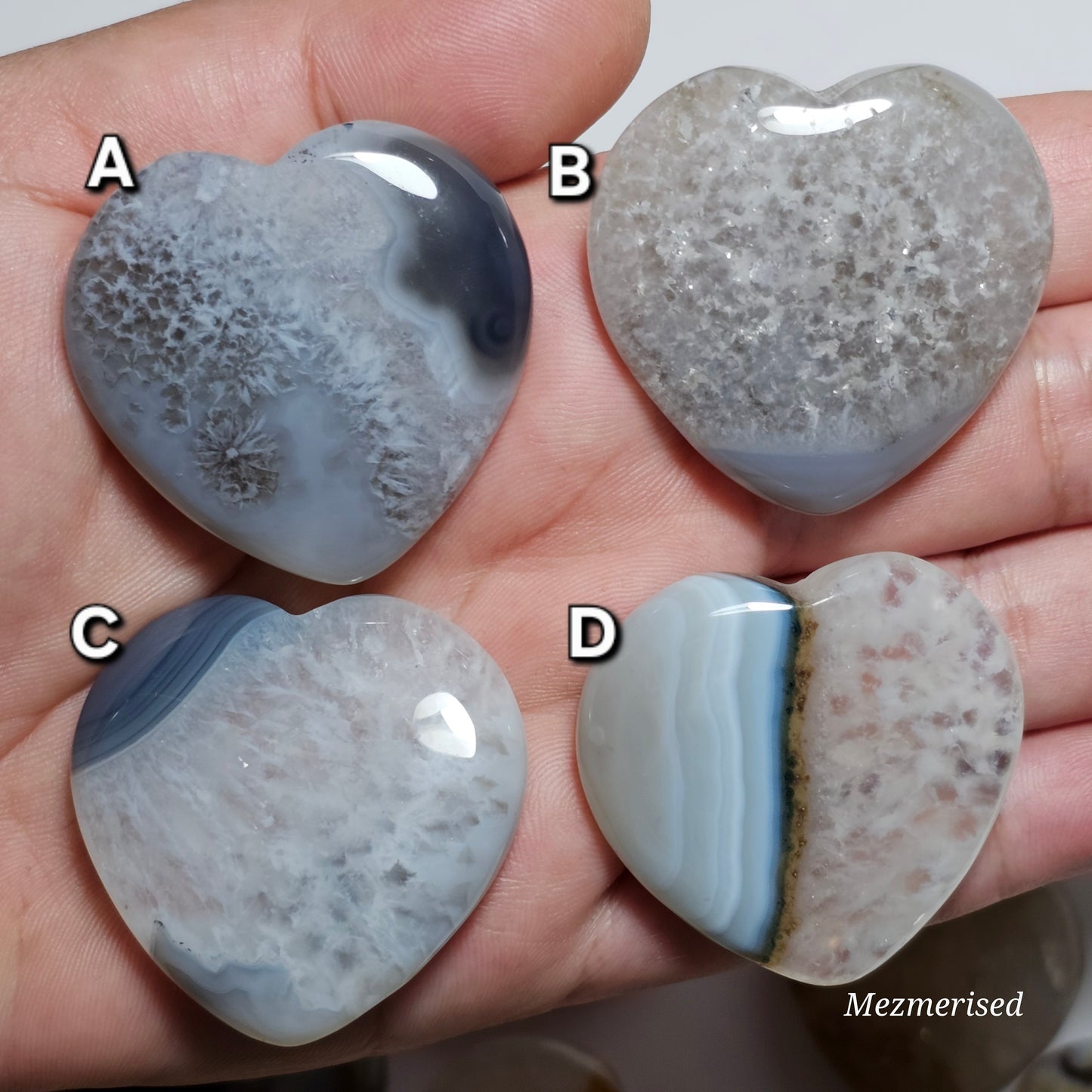 Agate Heart Carvings