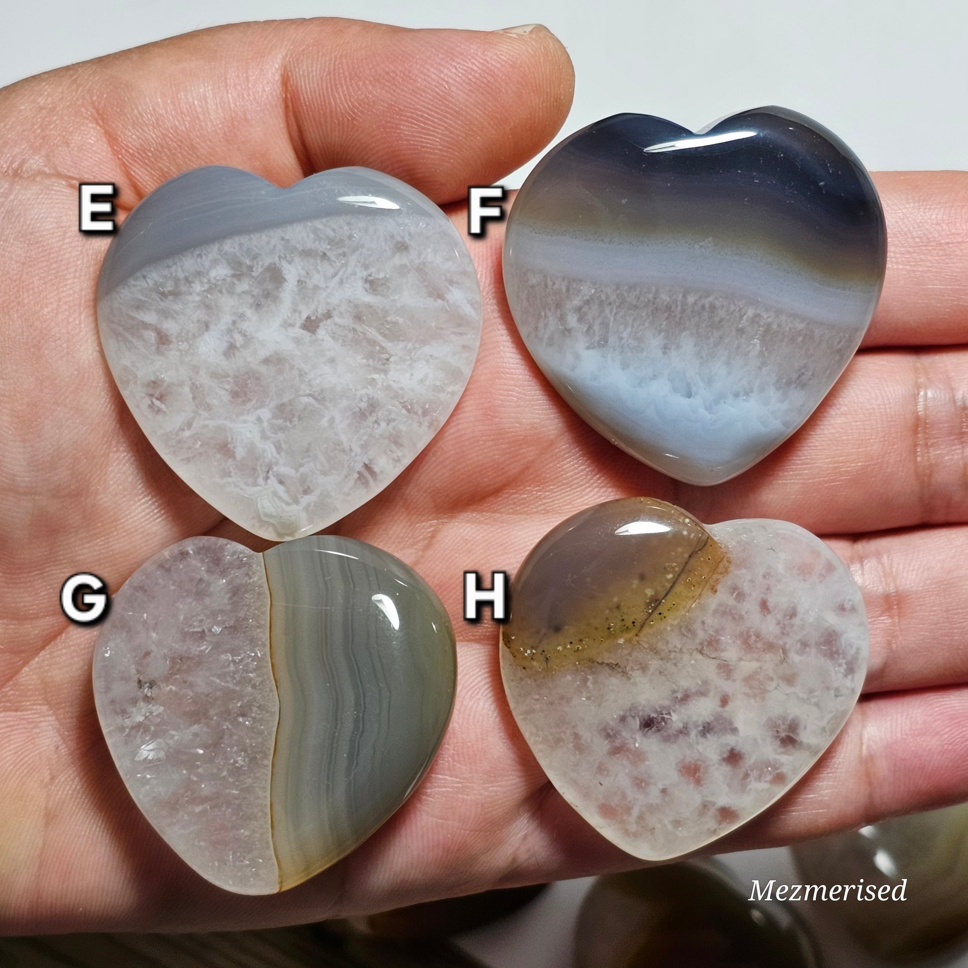 Agate Heart Carvings
