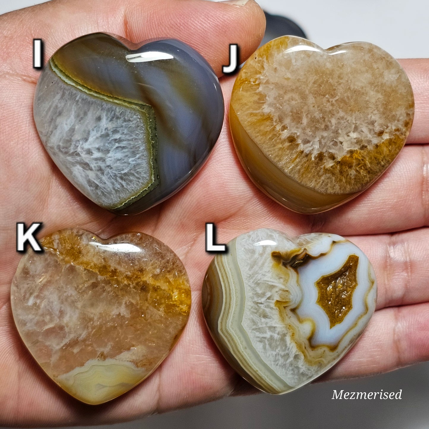 Agate Heart Carvings