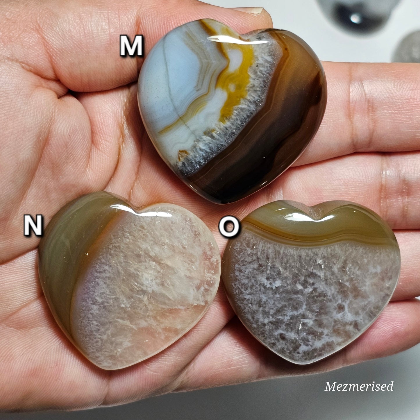 Agate Heart Carvings