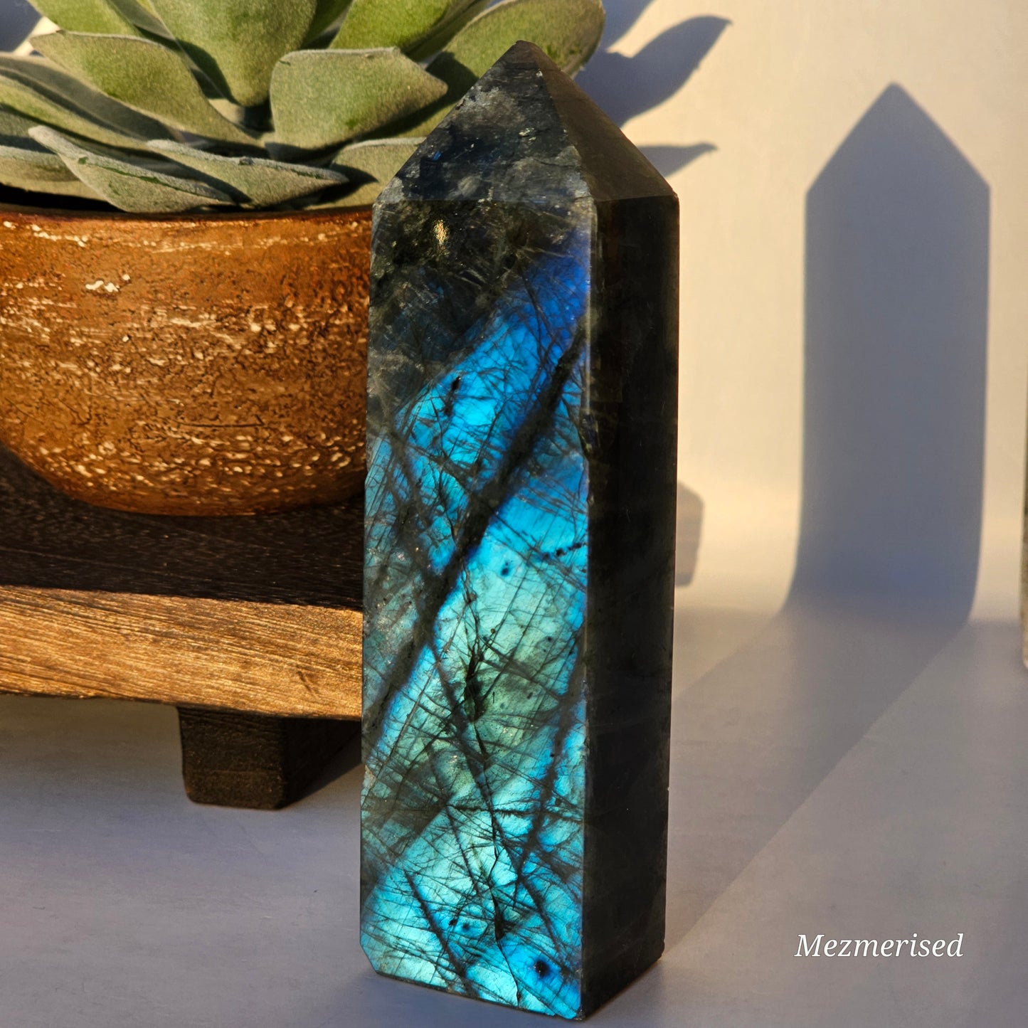 Labradorite Tower with High Blue & Silver Flash | Imperfect - Minor chips and Slight Slant
