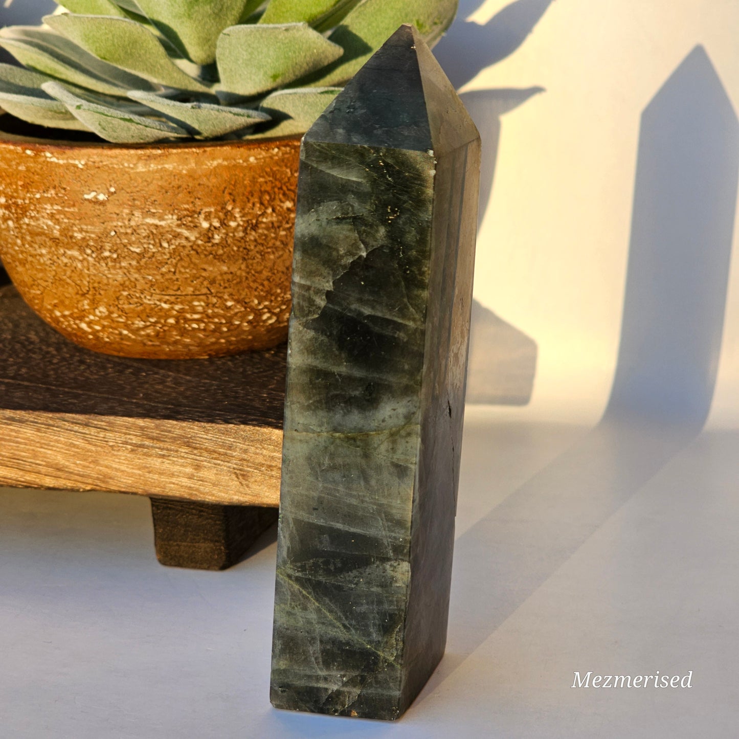 Labradorite Tower with High Blue & Silver Flash | Imperfect - Minor chips and Slight Slant