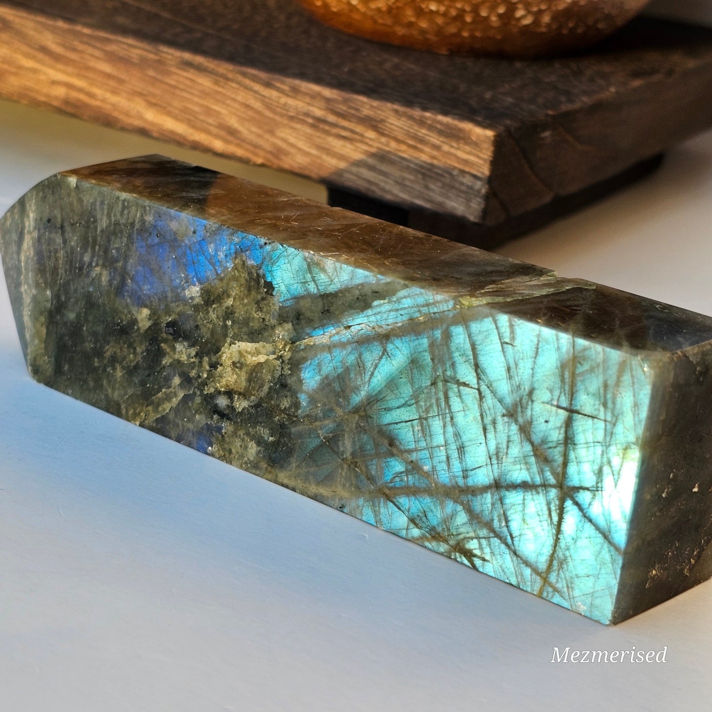 Labradorite Tower with High Blue & Silver Flash | Imperfect - Minor chips and Slight Slant