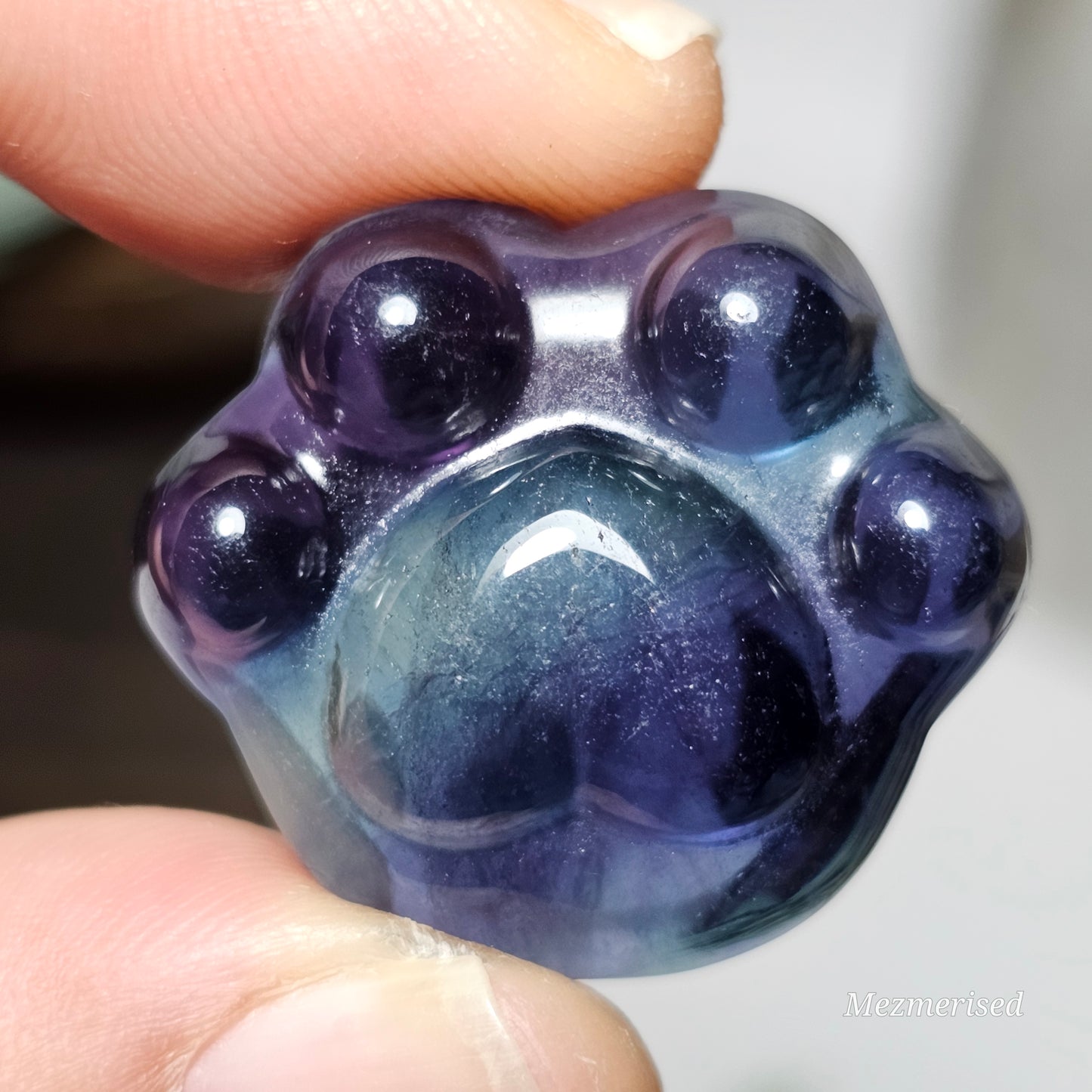 Rainbow Fluorite Paw Carvings