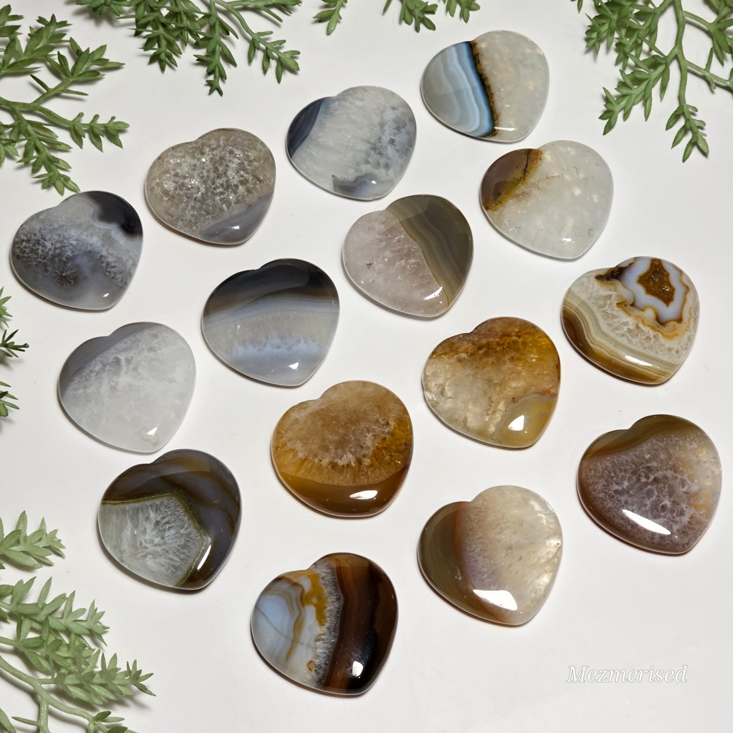 Agate Heart Carvings