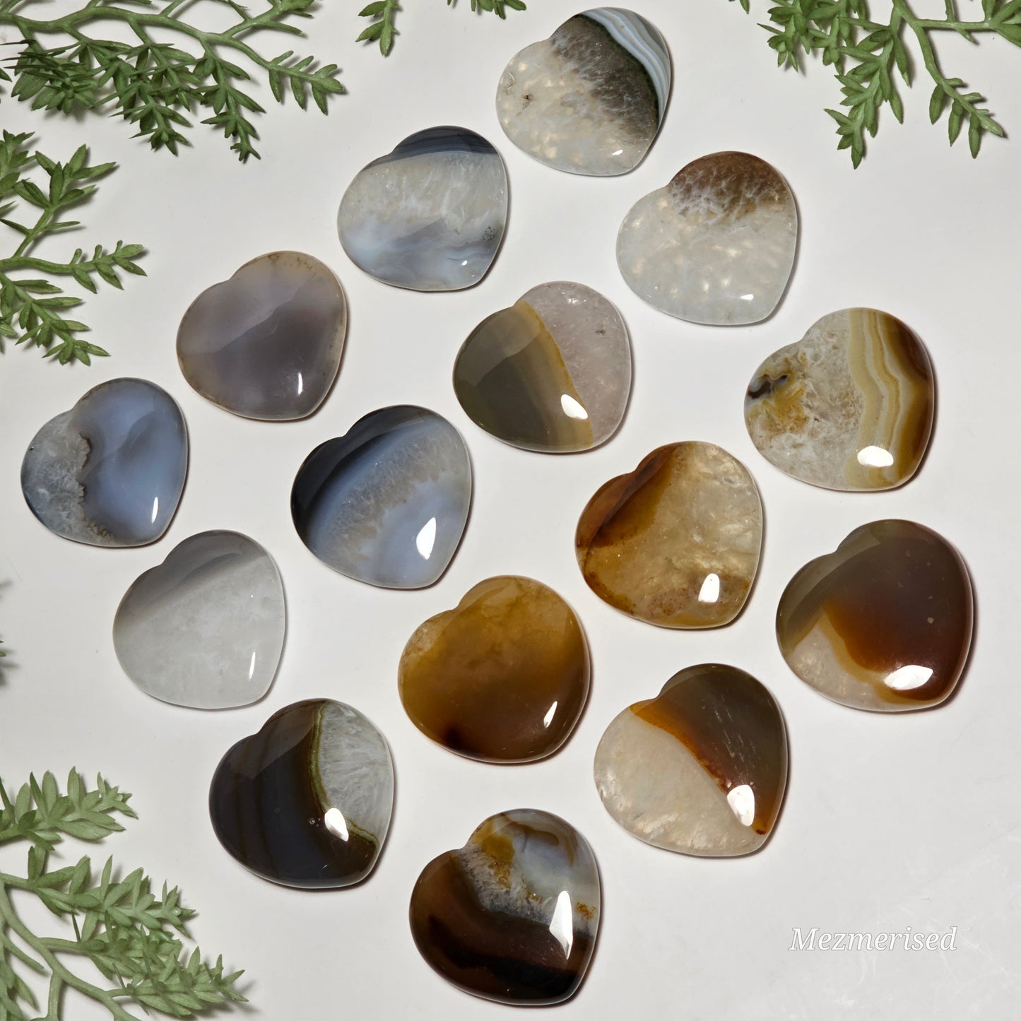 Agate Heart Carvings