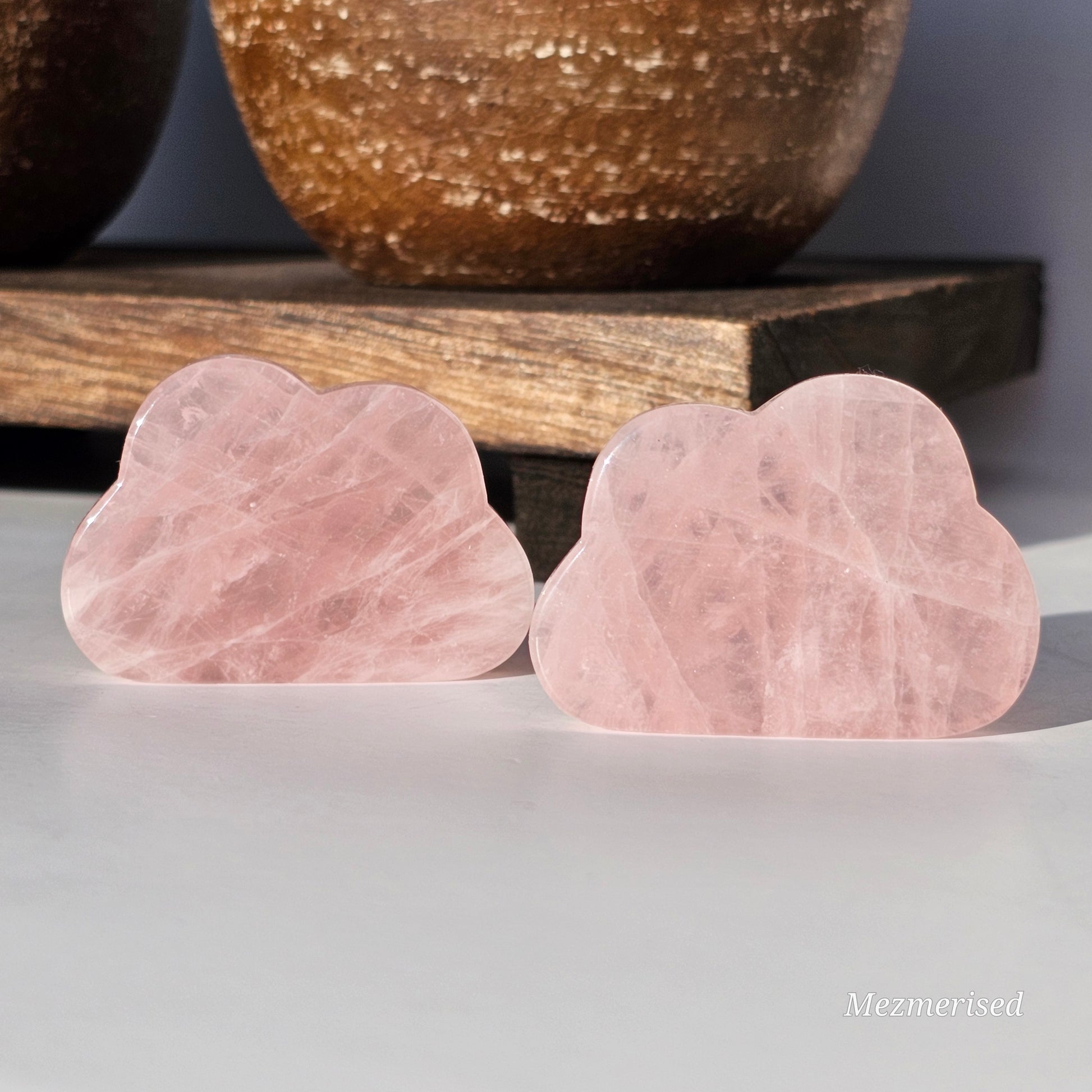 Rose Quartz Cloud Carvings