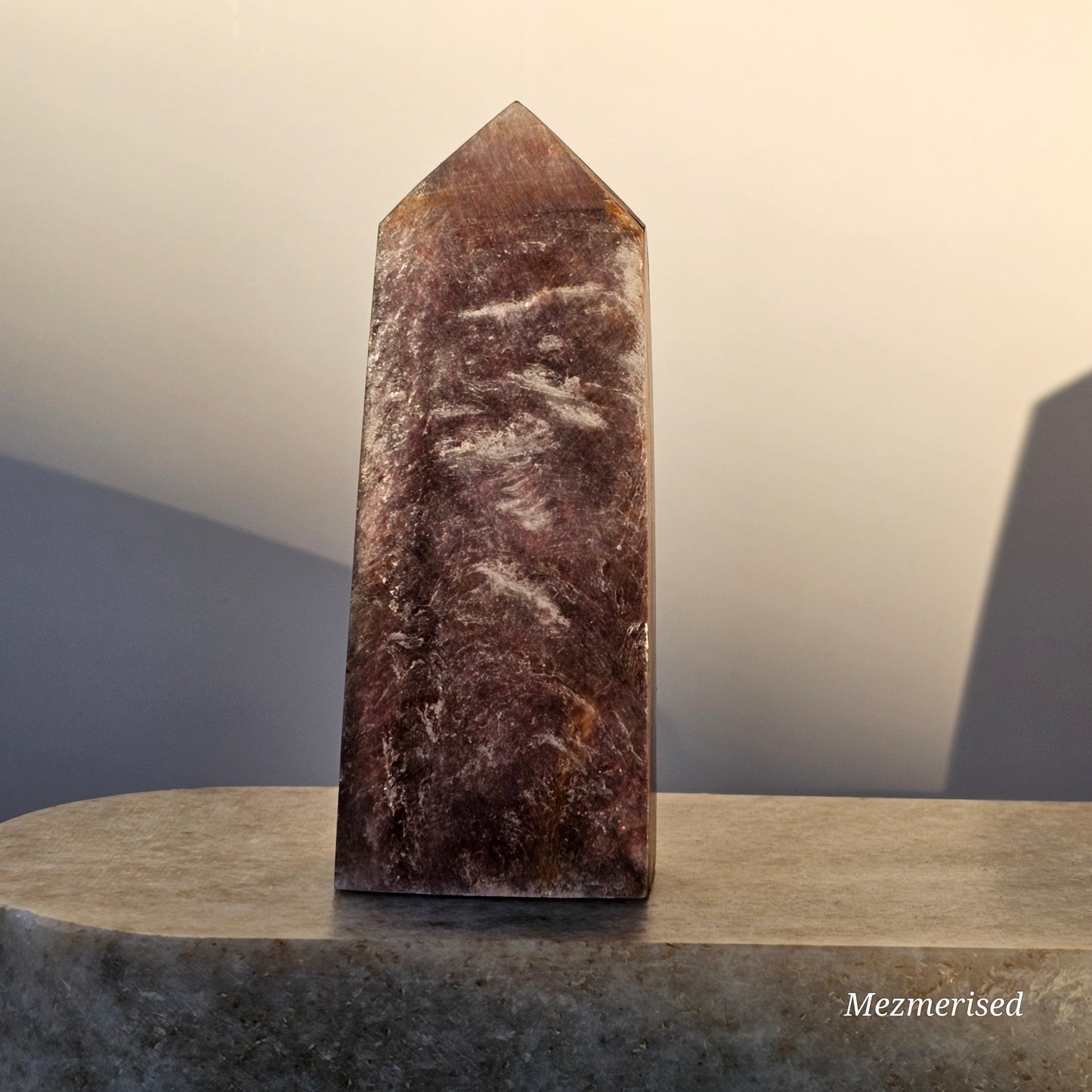 Gemmy High Quality Lepidolite/Purple Mica Obelisk (C)