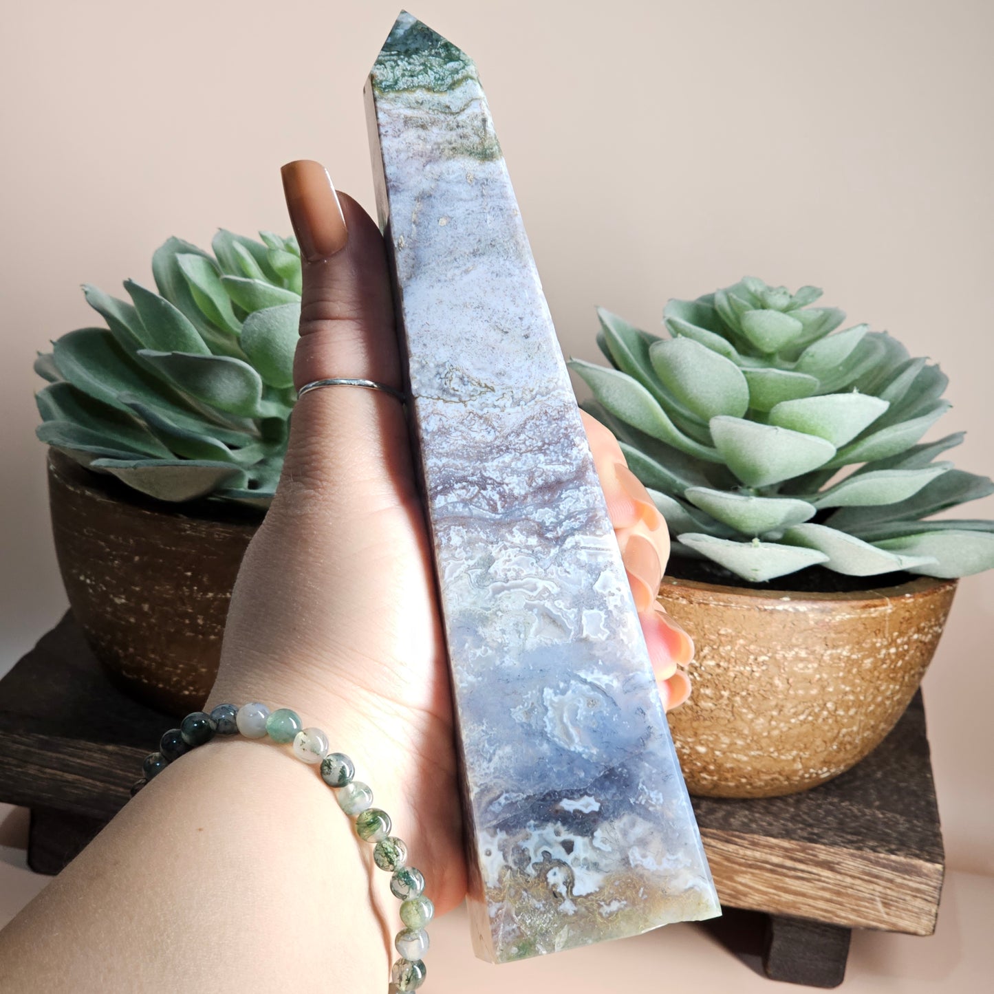 Purple Moss Agate Obelisk