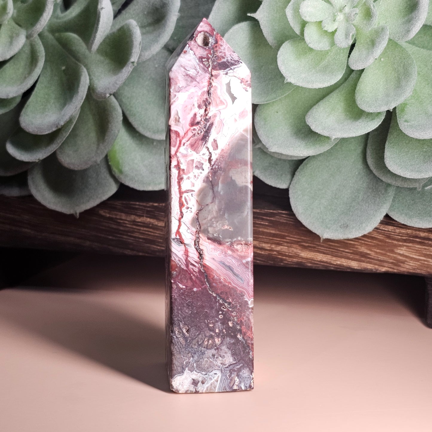 Mexican Crazy Lace Agate Obelisk (C)