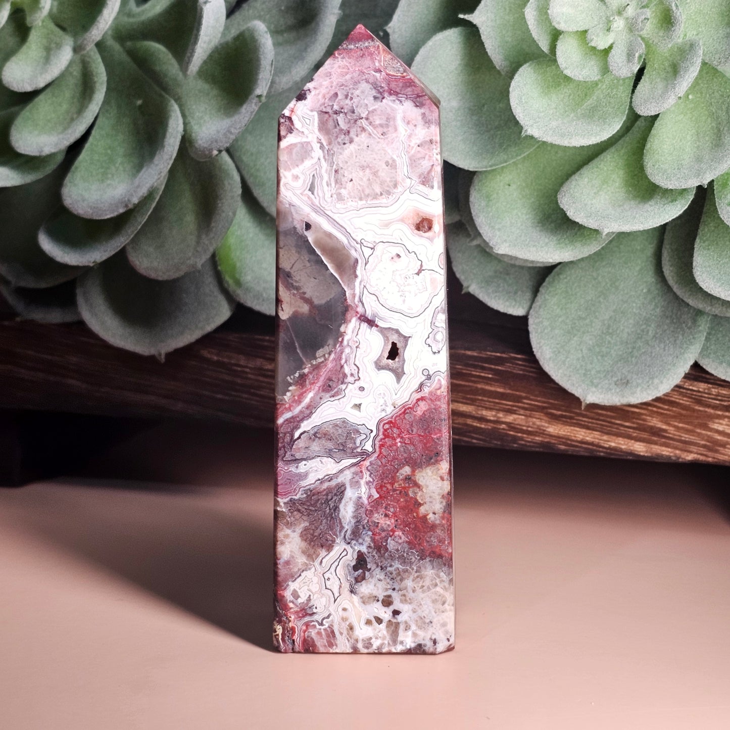 Mexican Crazy Lace Agate Obelisk (C)