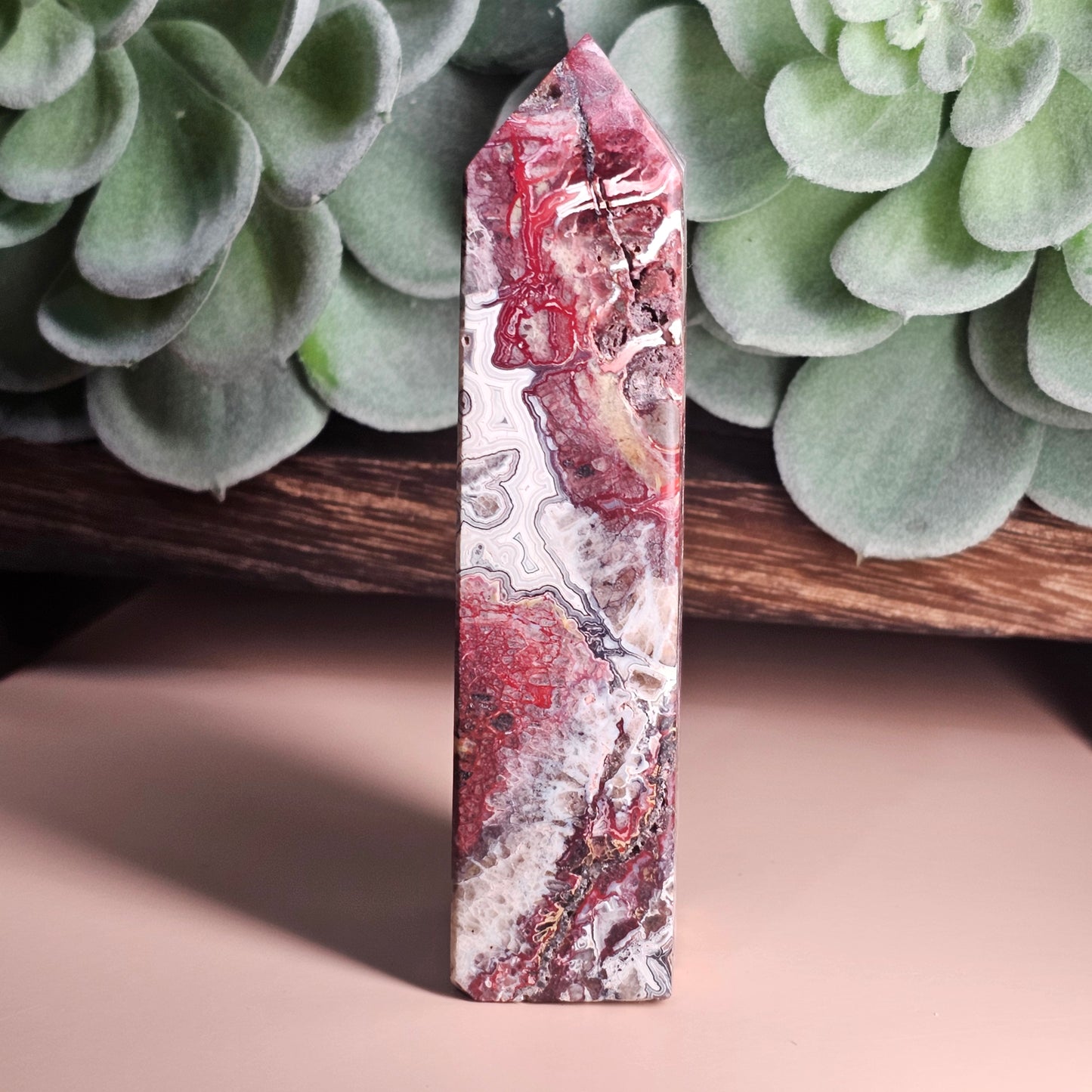 Mexican Crazy Lace Agate Obelisk (C)