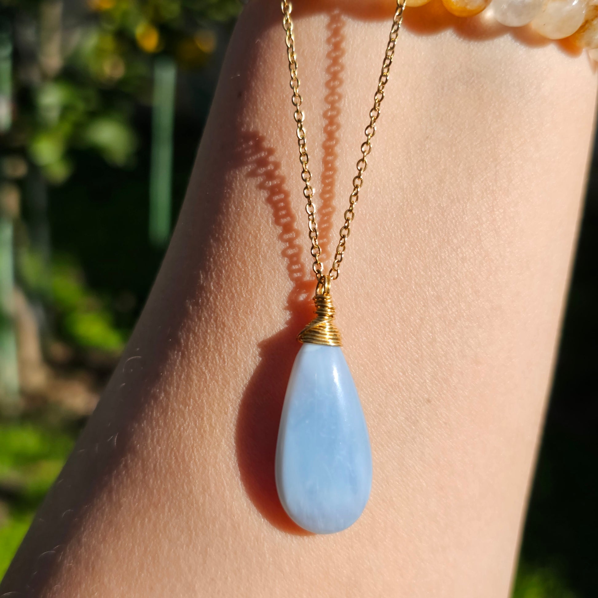 Blue Opal wire wrapped Necklace