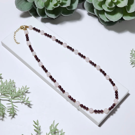 Garnet and Rose Quartz Necklace
