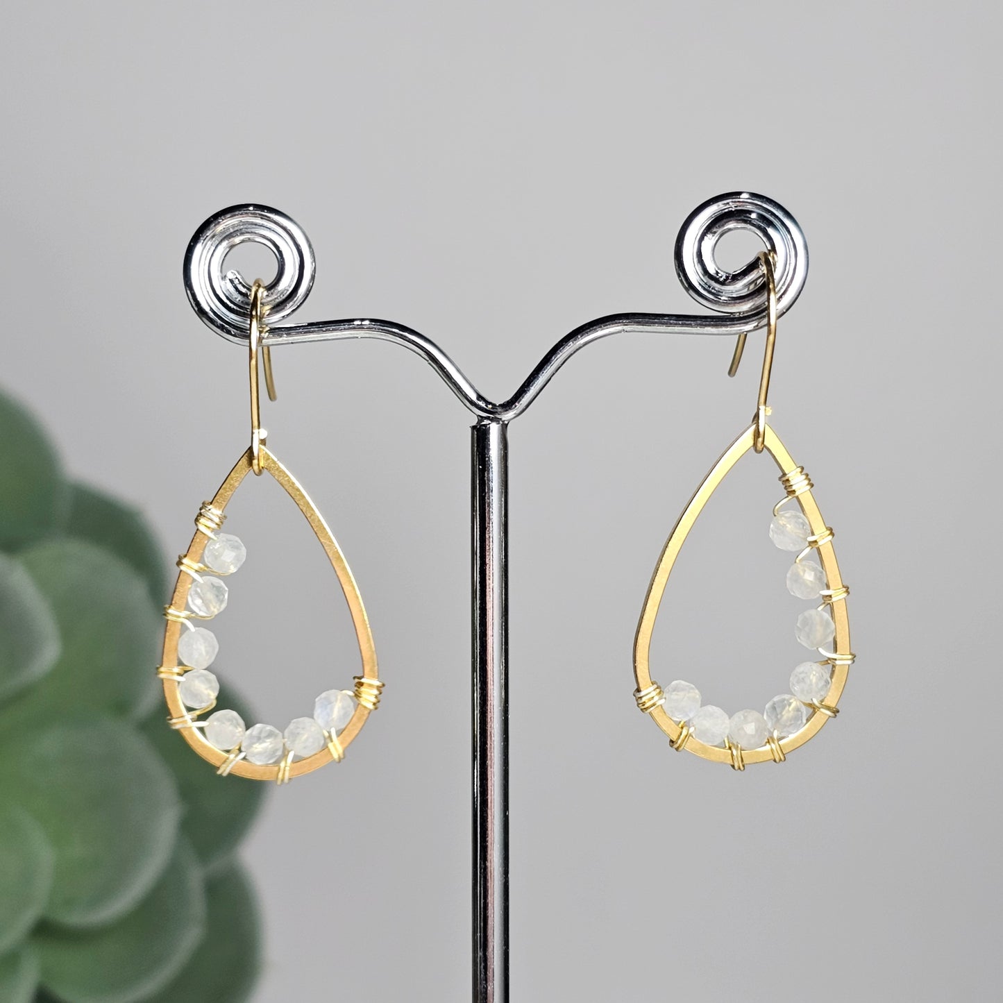 Teardrop Wire-Wrapped Earrings | Various Gemstones