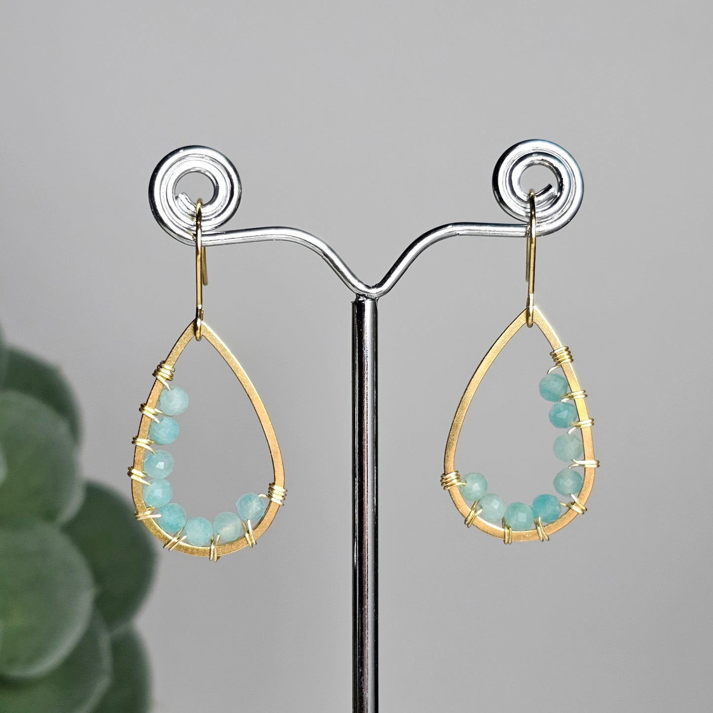 Teardrop Wire-Wrapped Earrings | Various Gemstones