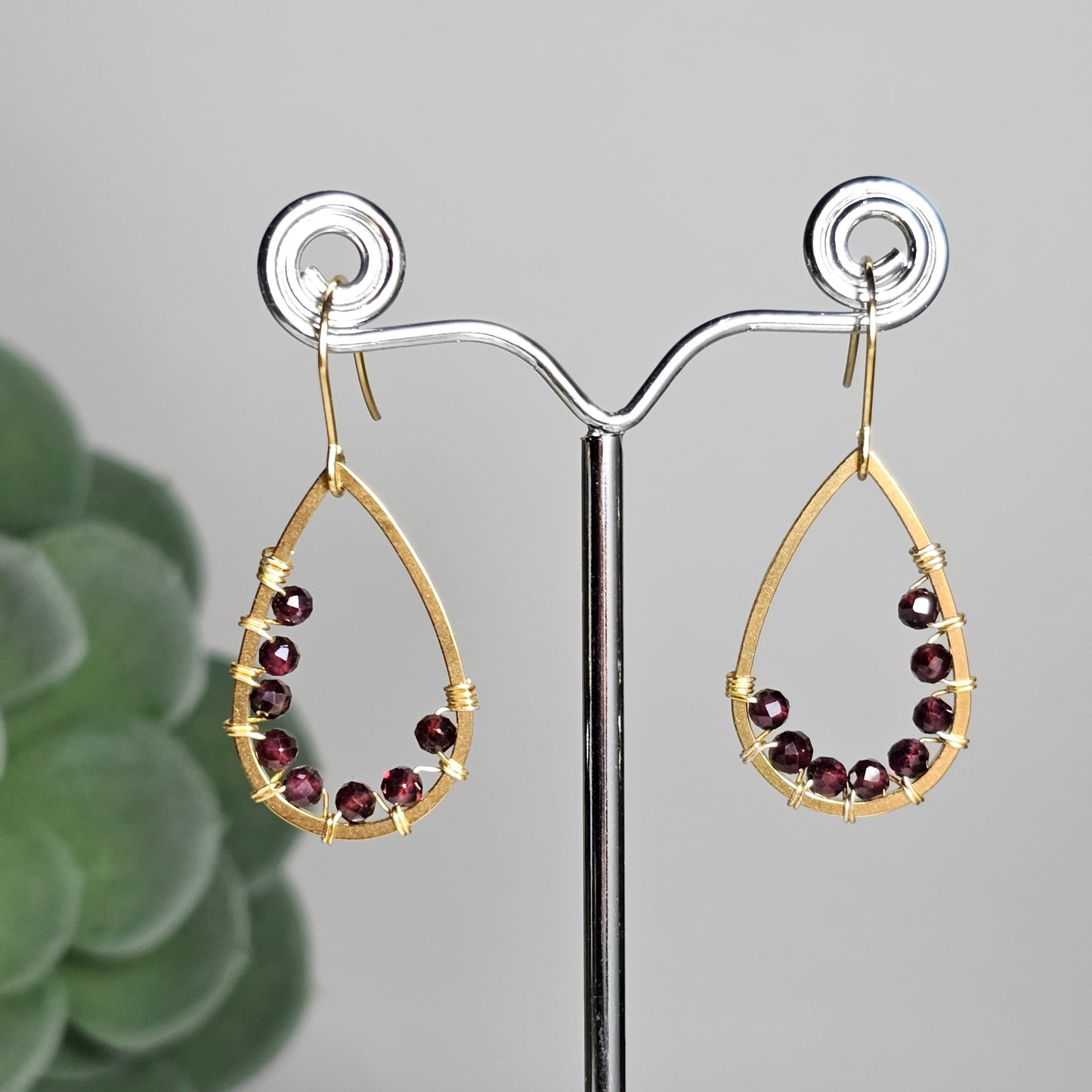 Teardrop Wire-Wrapped Earrings | Various Gemstones