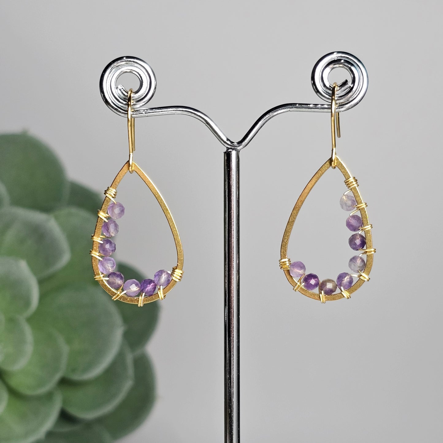 Teardrop Wire-Wrapped Earrings | Various Gemstones