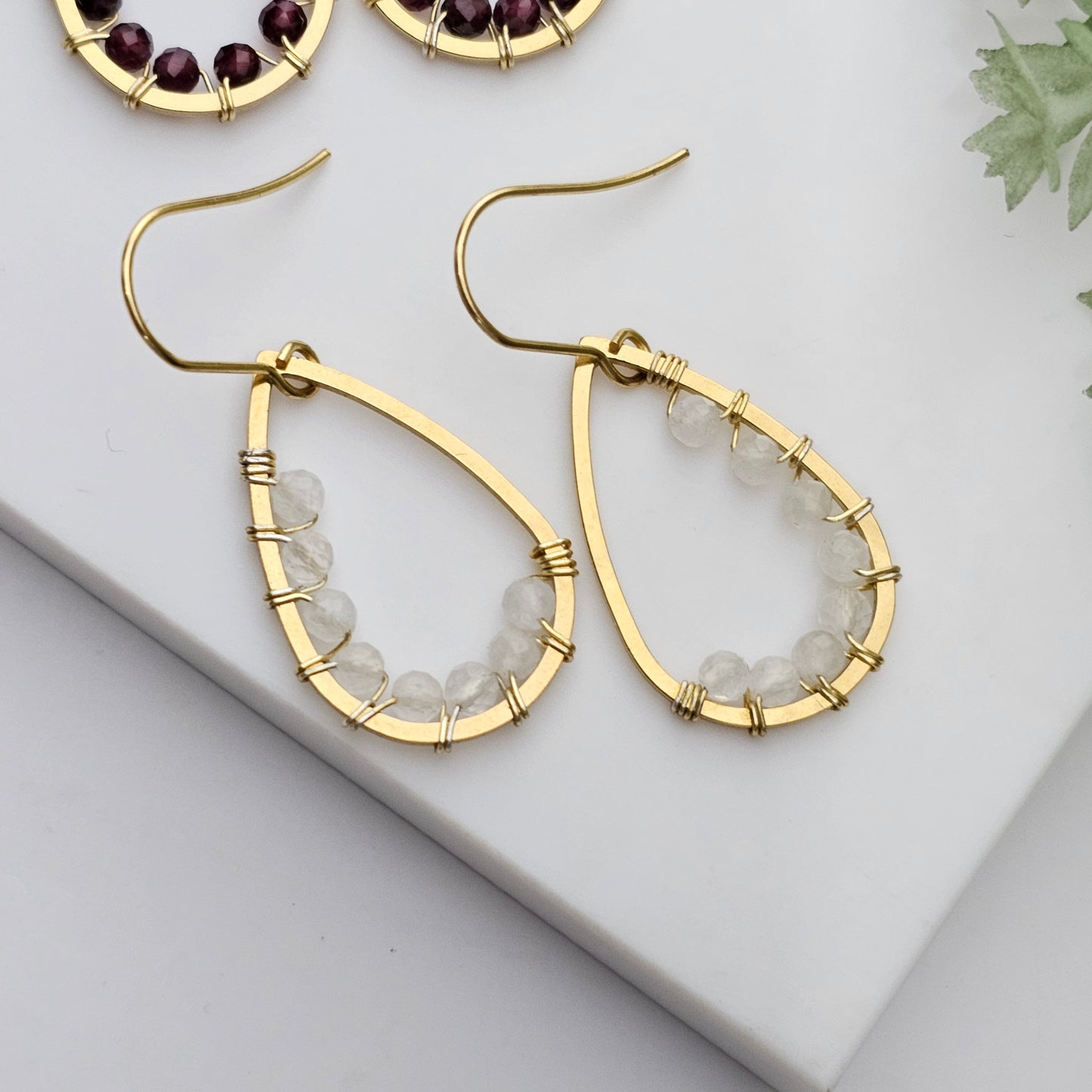 Teardrop Wire-Wrapped Earrings | Various Gemstones