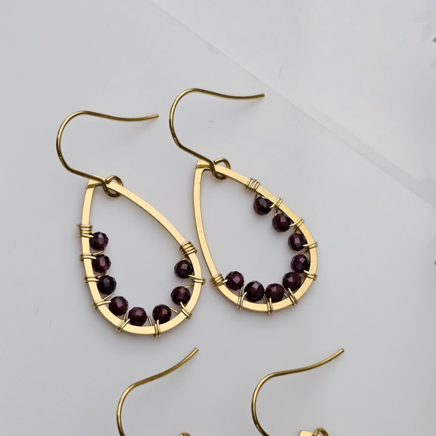 Teardrop Wire-Wrapped Earrings | Various Gemstones