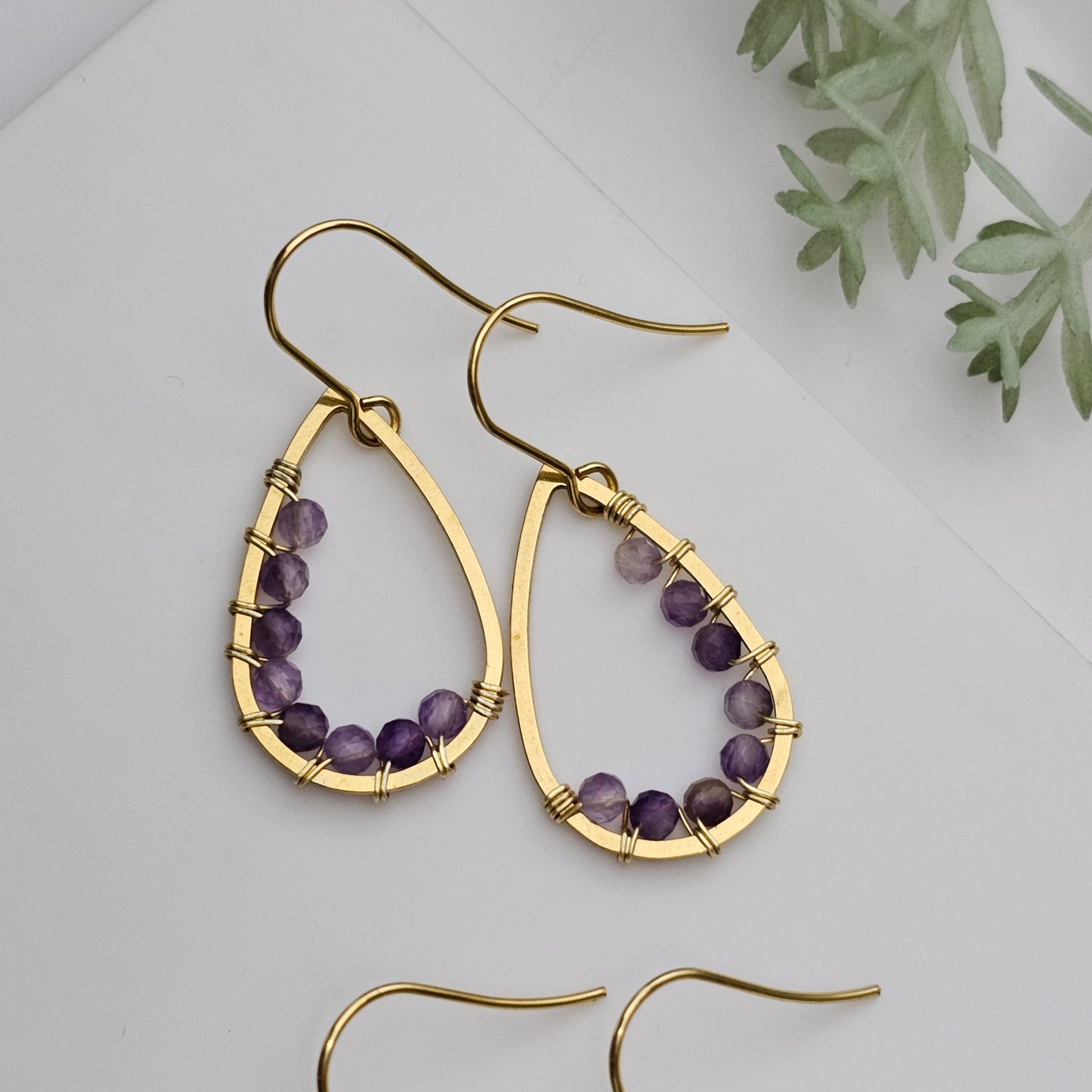 Teardrop Wire-Wrapped Earrings | Various Gemstones