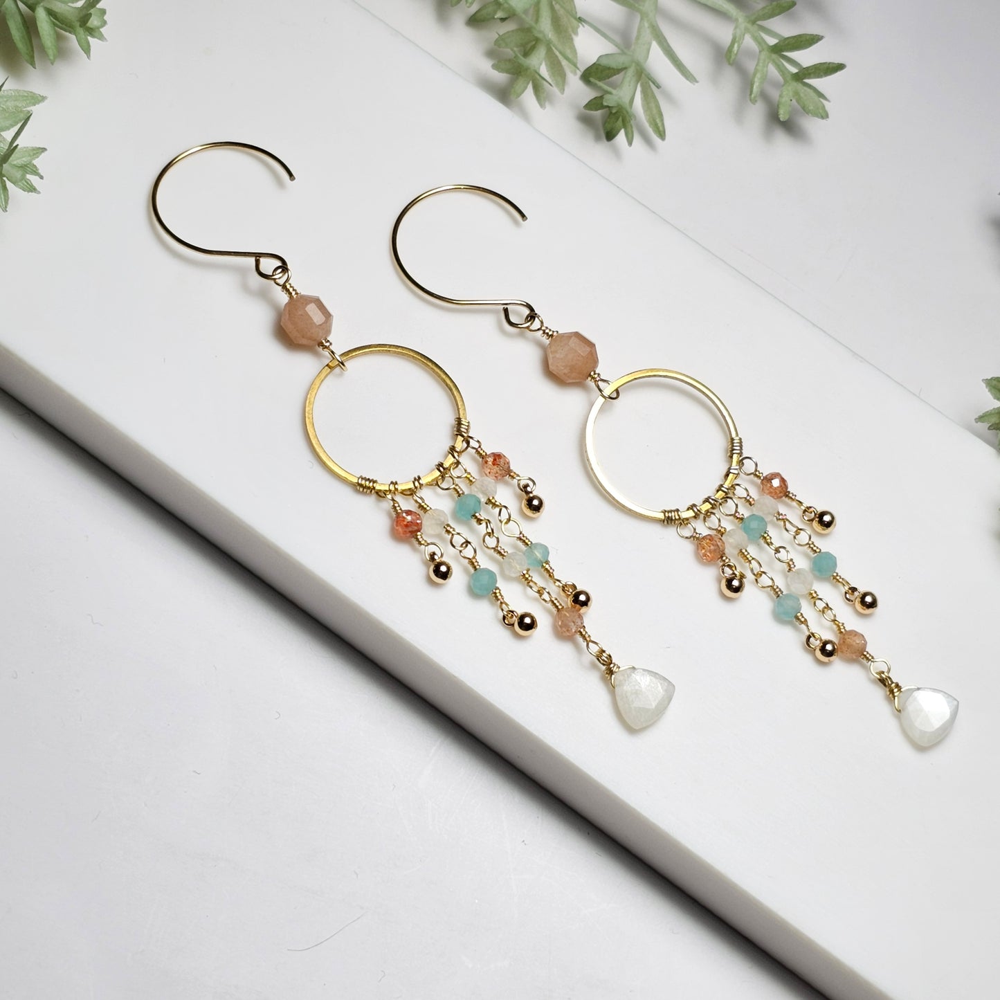 Multi-Gem Dangle Earrings