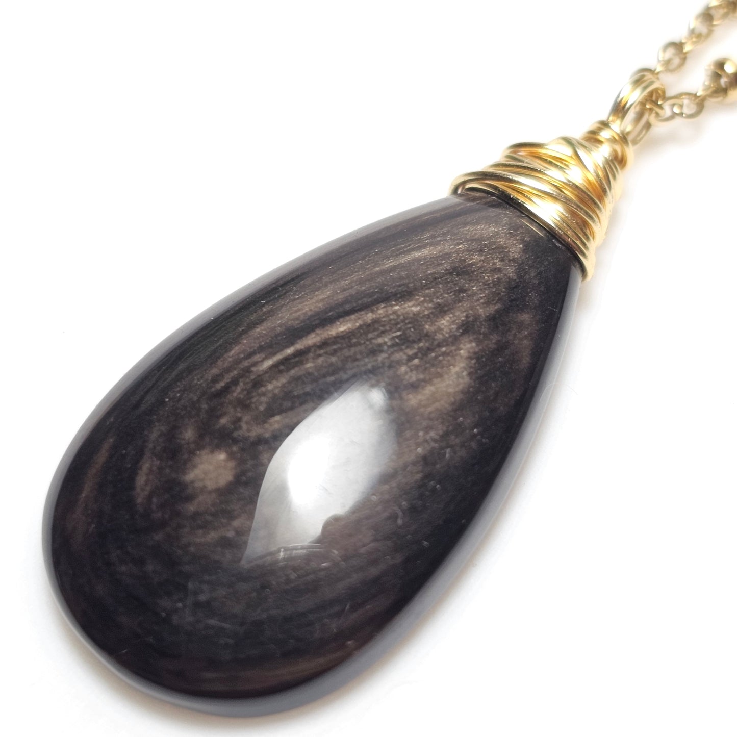 Gold Sheen Obsidian Necklace