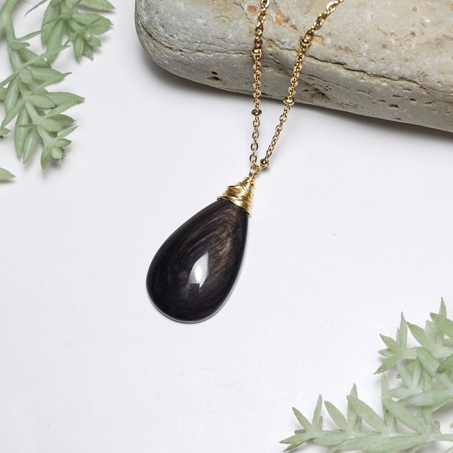 Gold Sheen Obsidian Necklace