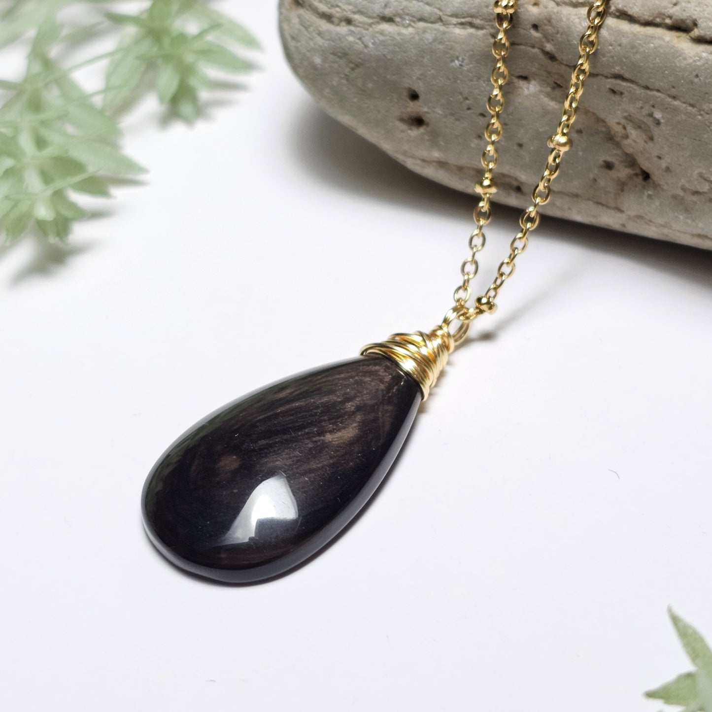 Gold Sheen Obsidian Necklace