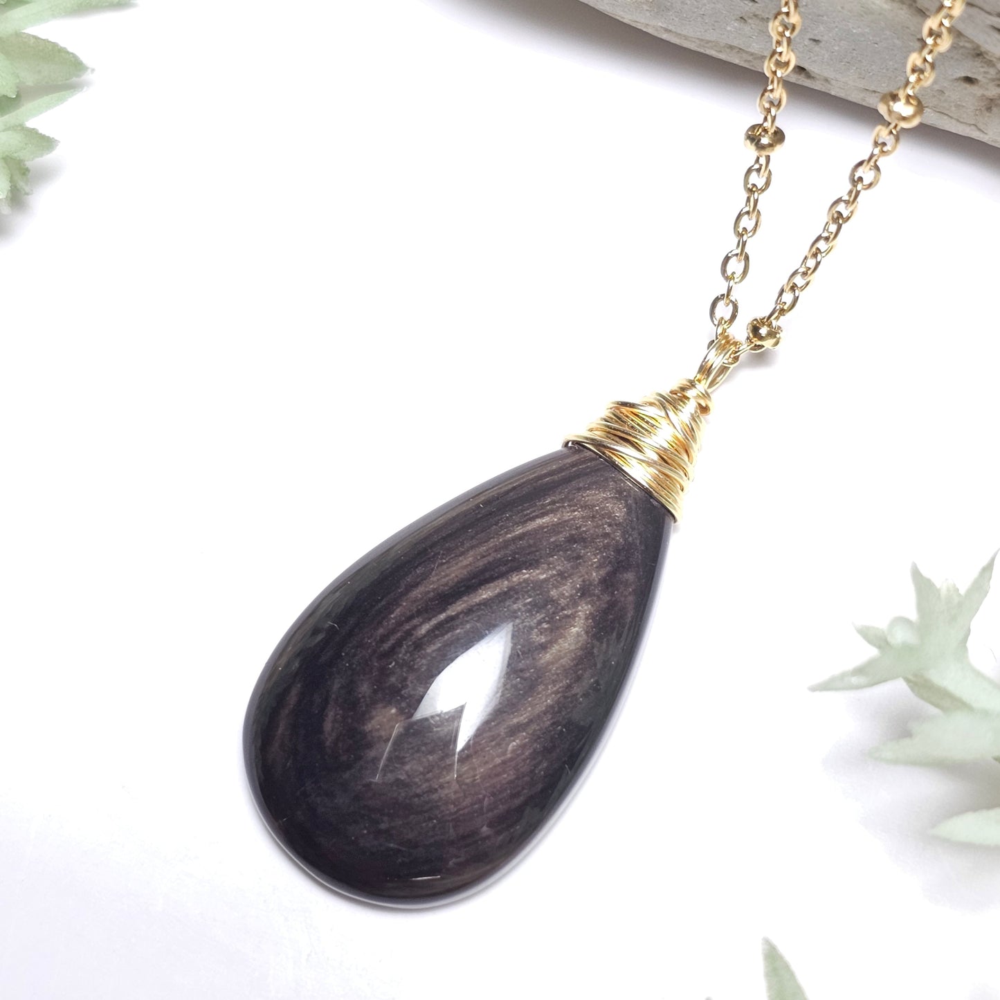 Gold Sheen Obsidian Necklace