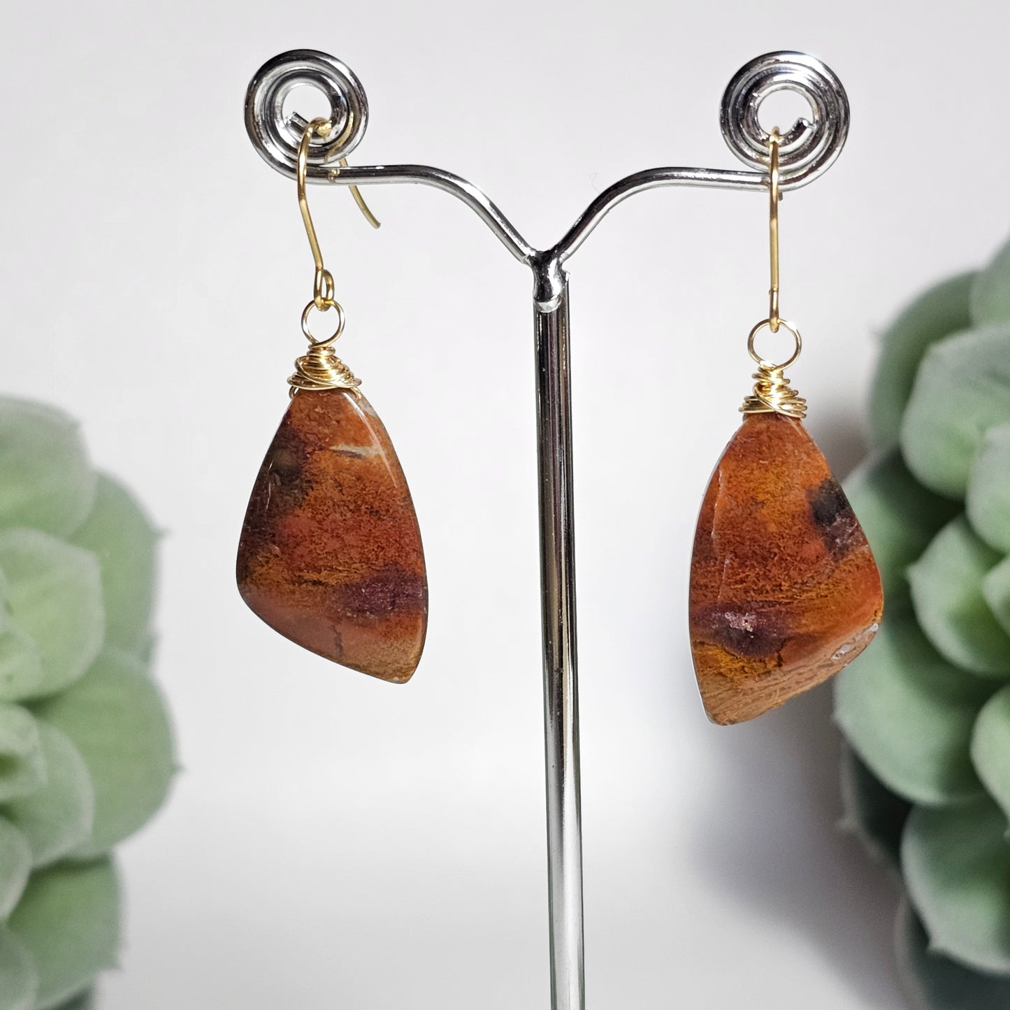 Red Moss Agate Earrings
