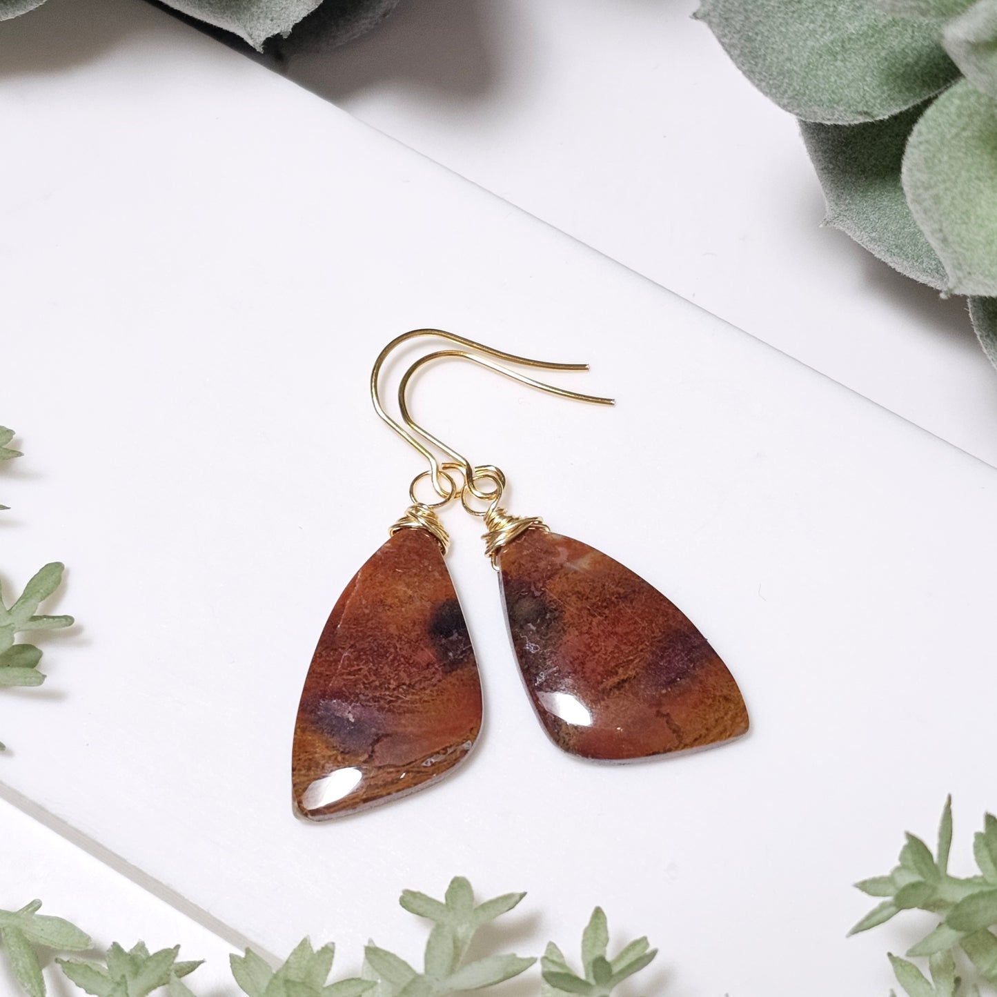 Red Moss Agate Earrings