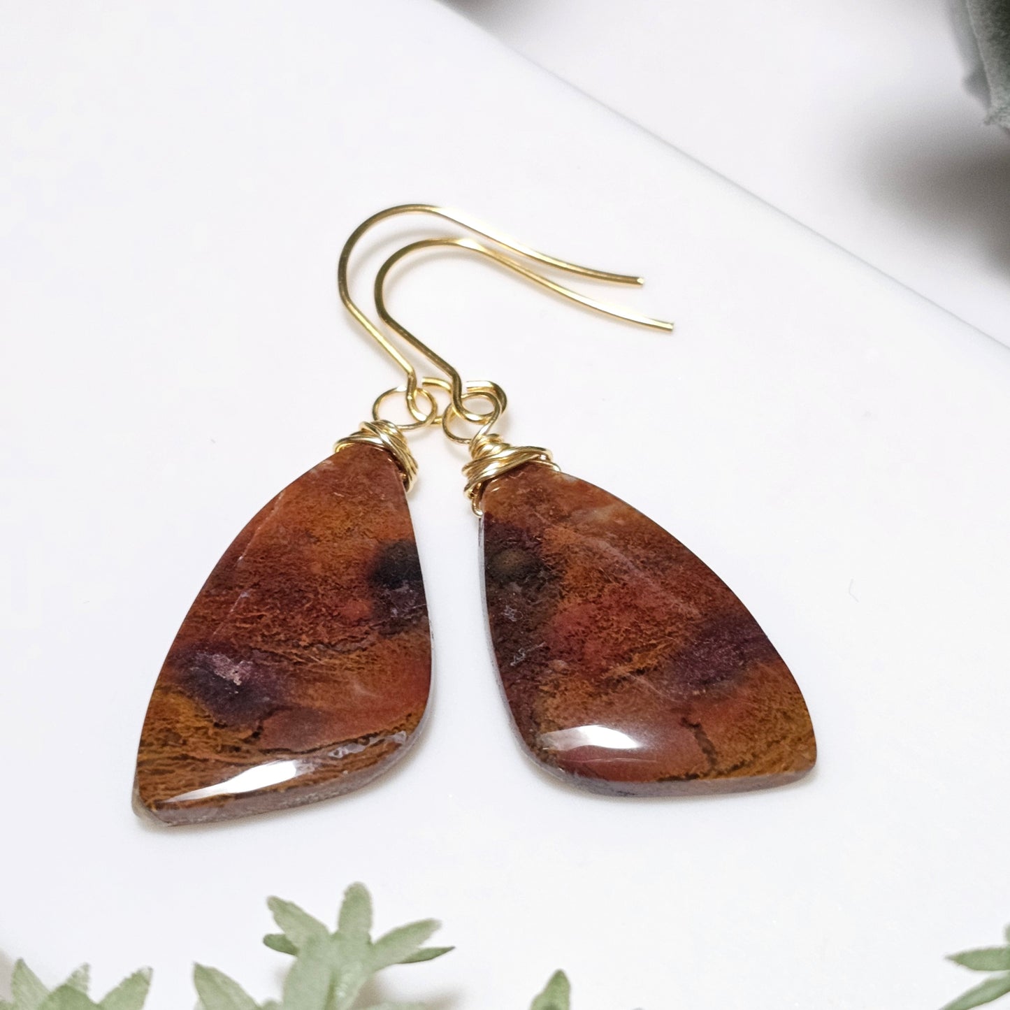 Red Moss Agate Earrings