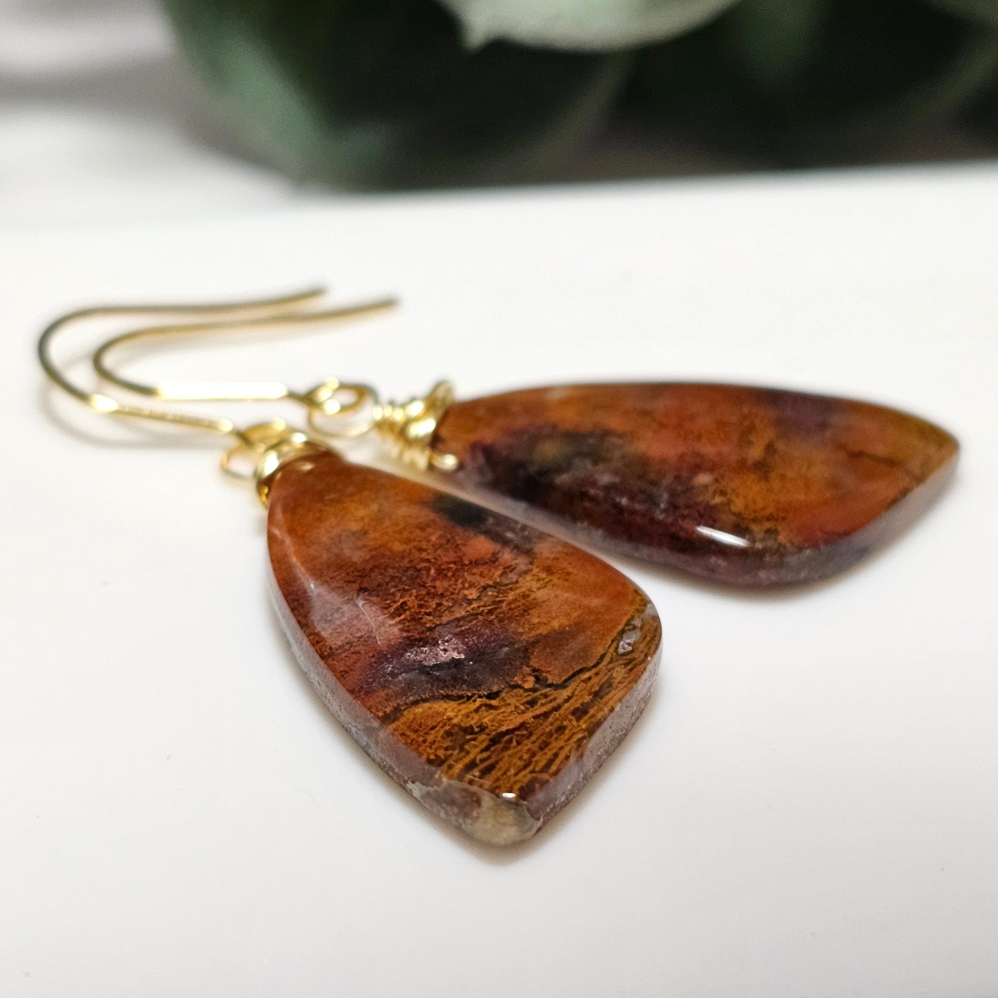 Red Moss Agate Earrings