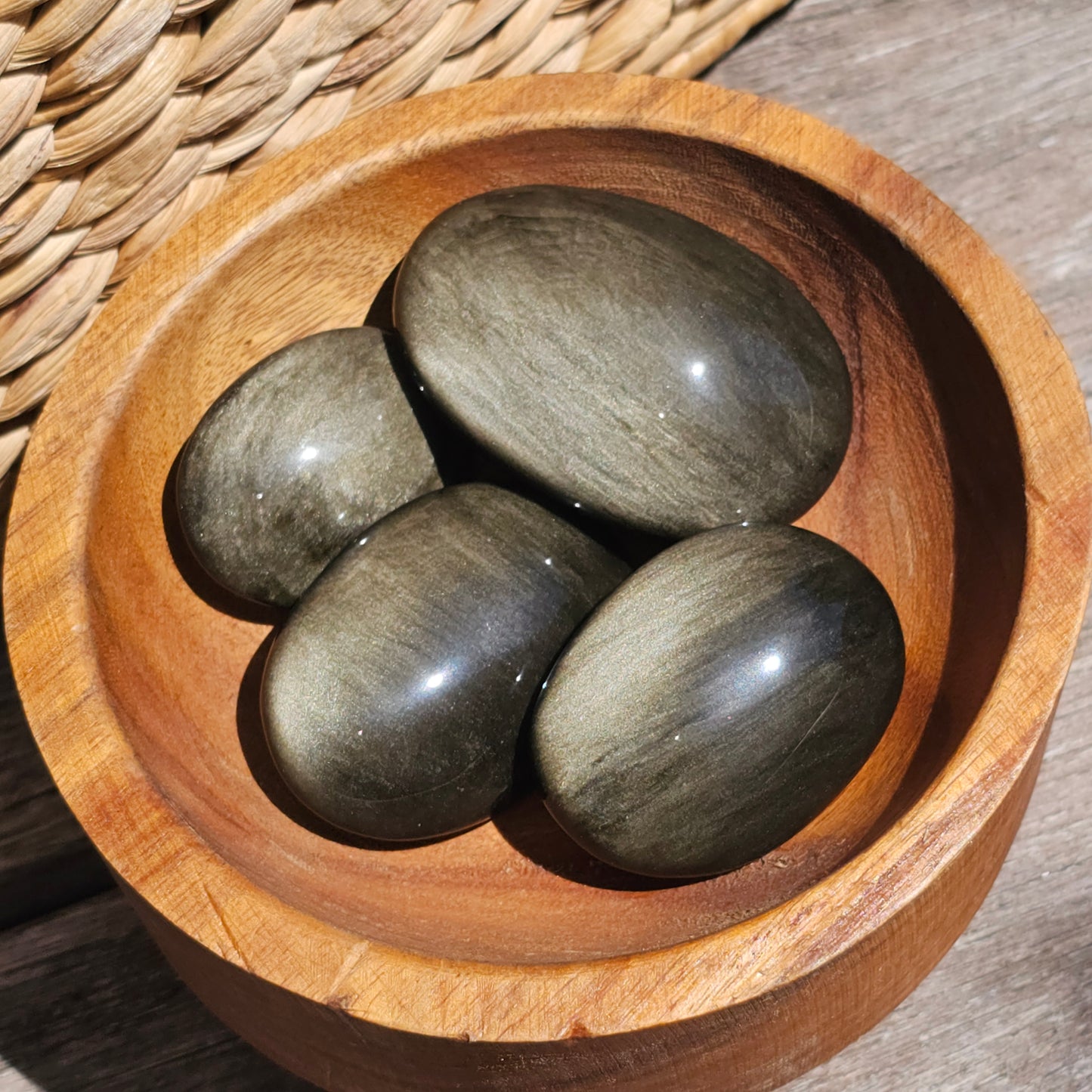 Gold Sheen Obsidian Palm Stones